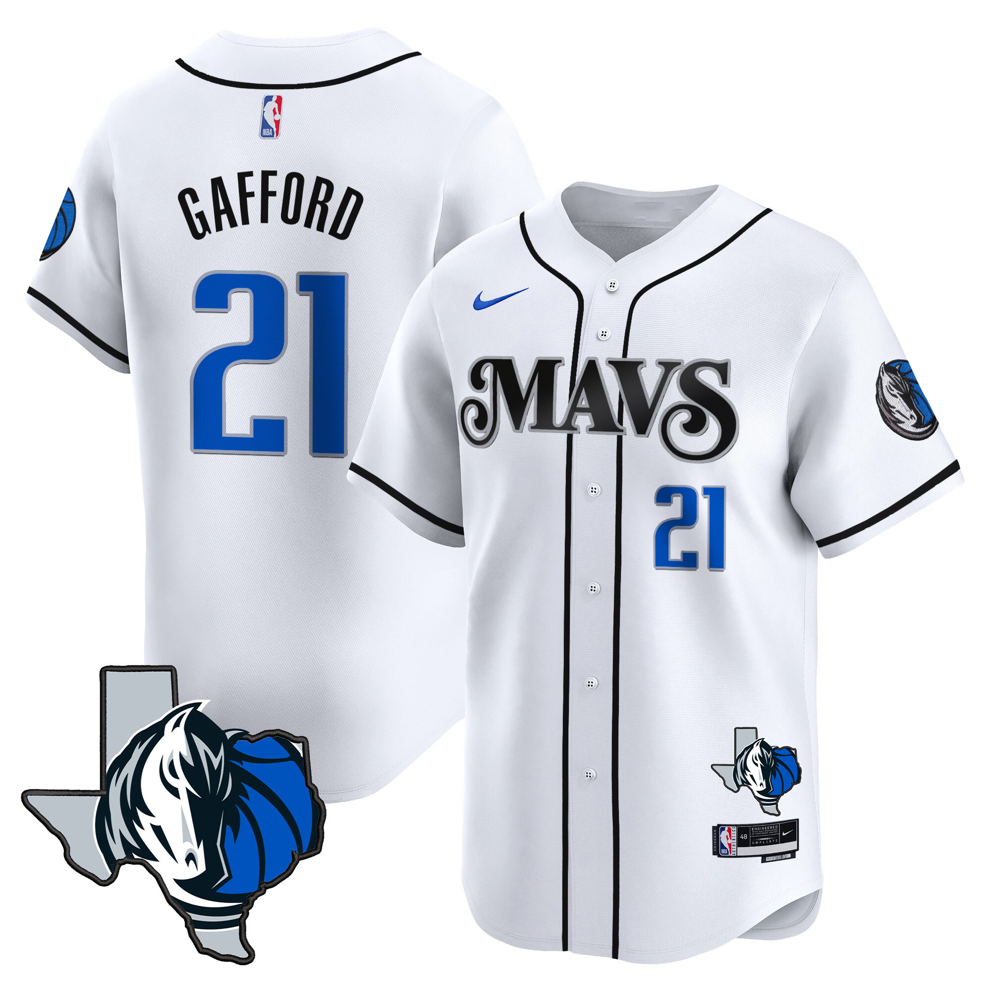 Men's Dallas Mavericks Texas Patch Baseball Jersey - All Stitched