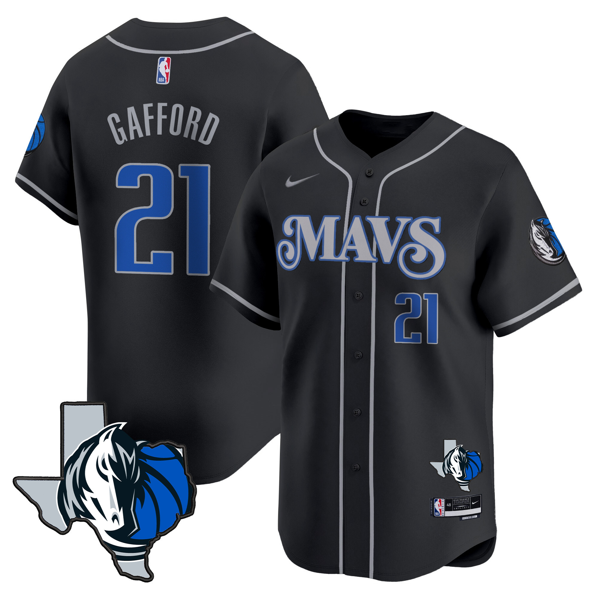 Men's Dallas Mavericks Texas Patch Baseball Jersey - All Stitched