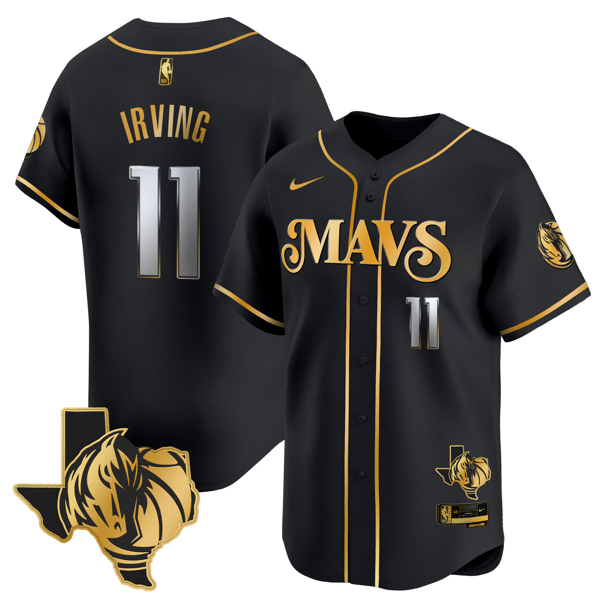 Men's Dallas Mavericks Texas Patch Baseball Jersey - All Stitched