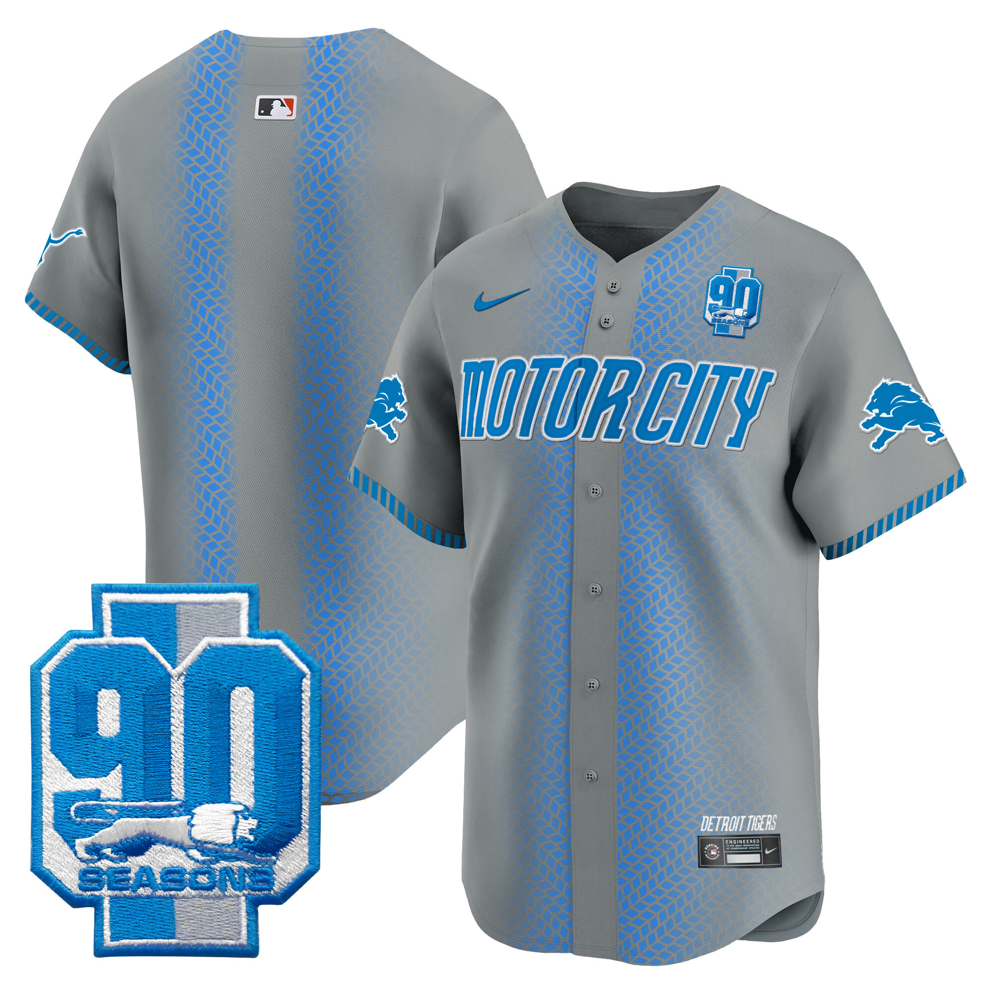 Men's Detroit Lions 90th Year Patch Vapor Premier Limited Jersey - All Stitched