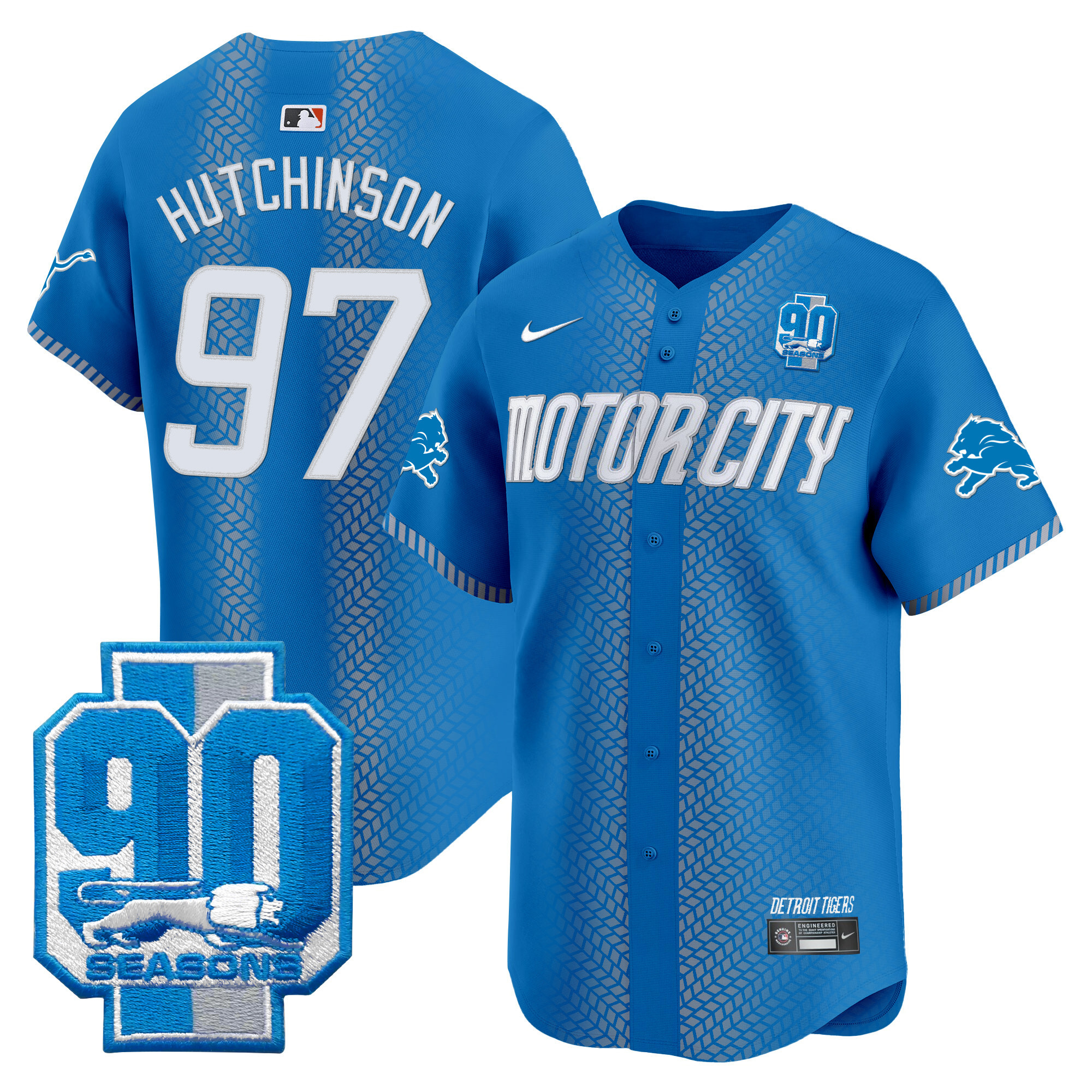 Men's Detroit Lions 90th Year Patch Vapor Premier Limited Jersey - All Stitched