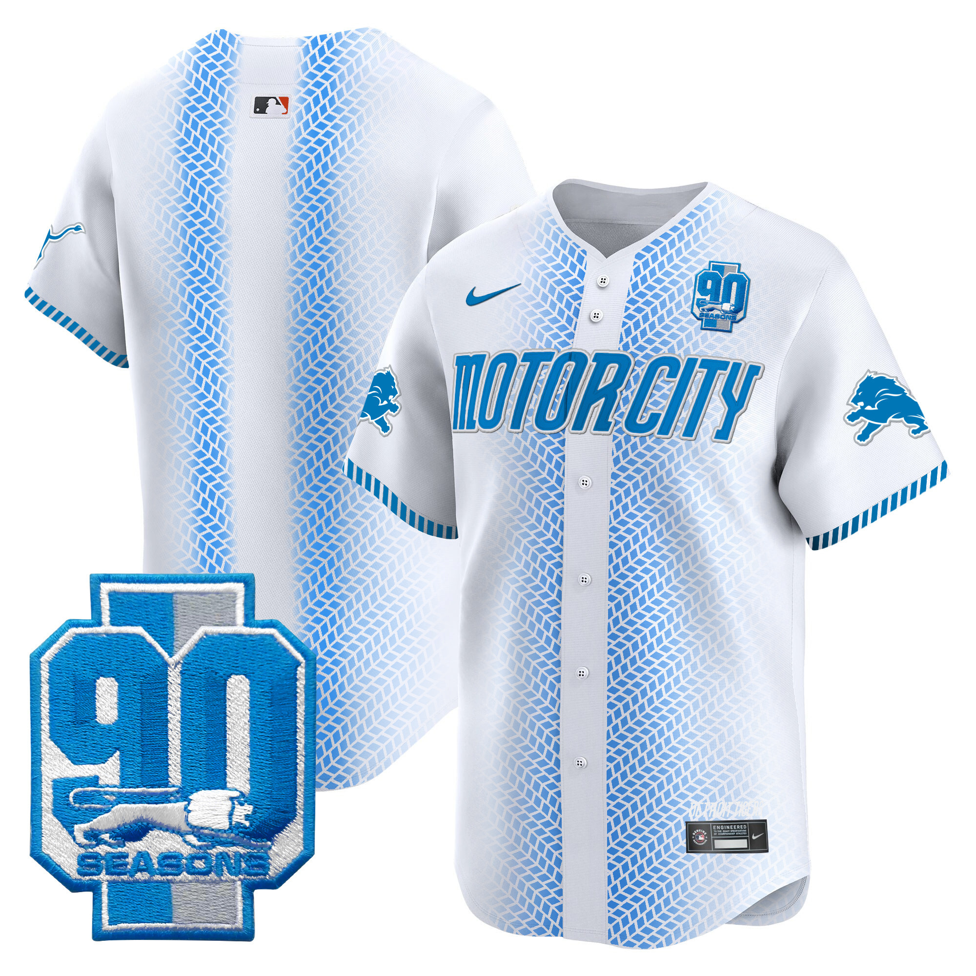 Men's Detroit Lions 90th Year Patch Vapor Premier Limited Jersey - All Stitched