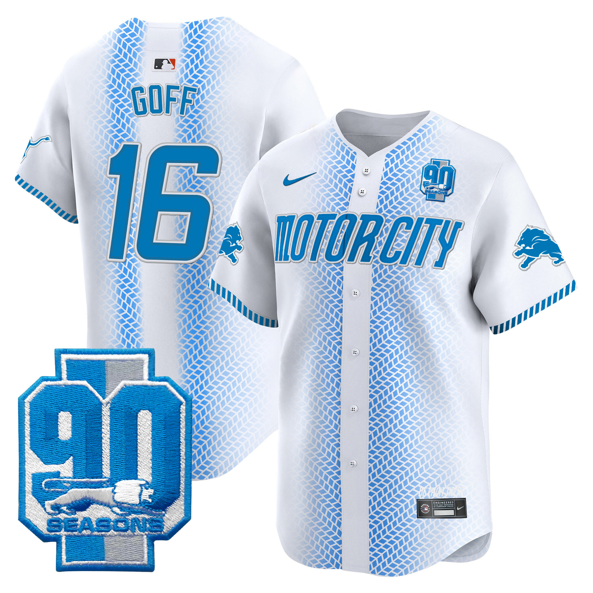 Men's Detroit Lions 90th Year Patch Vapor Premier Limited Jersey - All Stitched