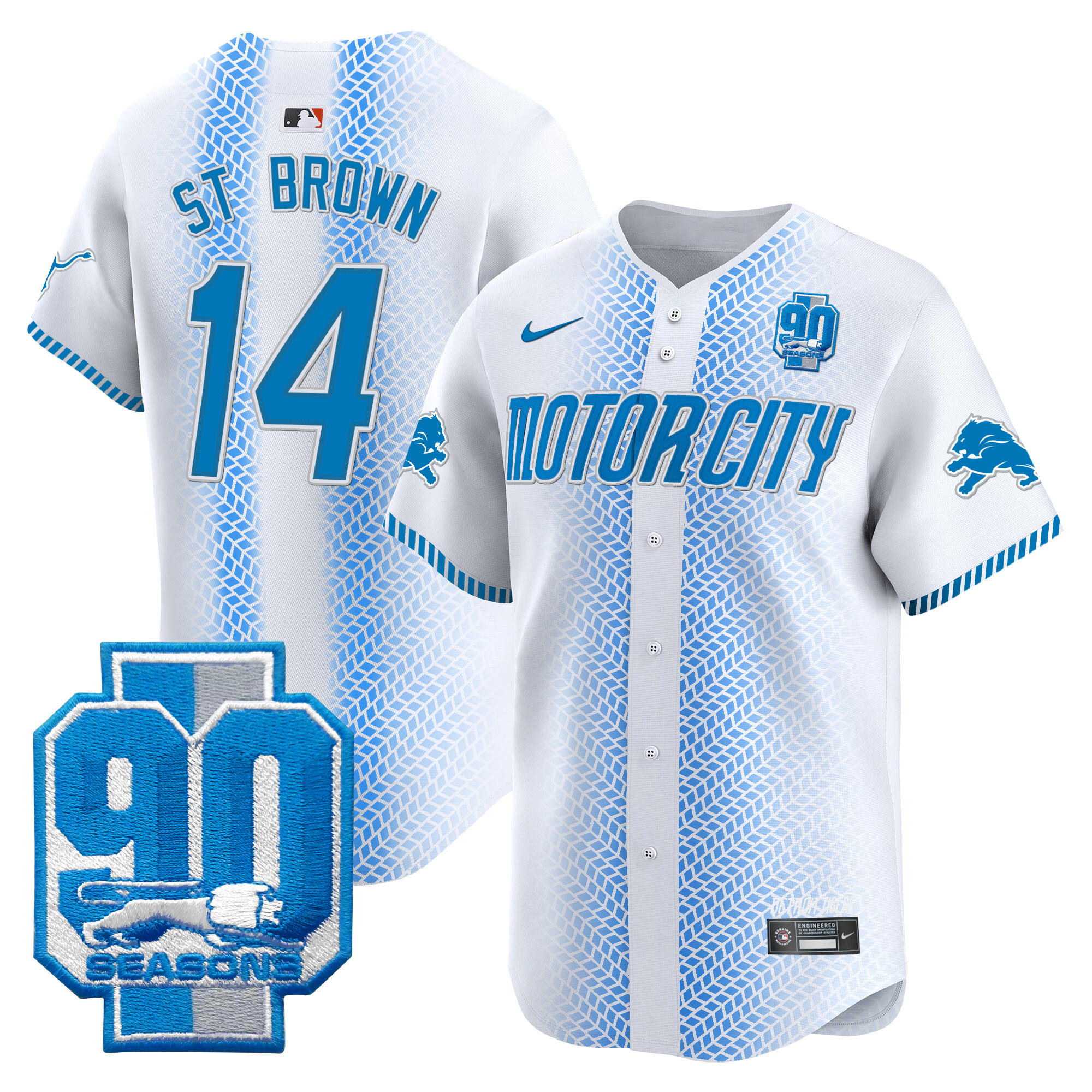 Men's Detroit Lions 90th Year Patch Vapor Premier Limited Jersey - All Stitched