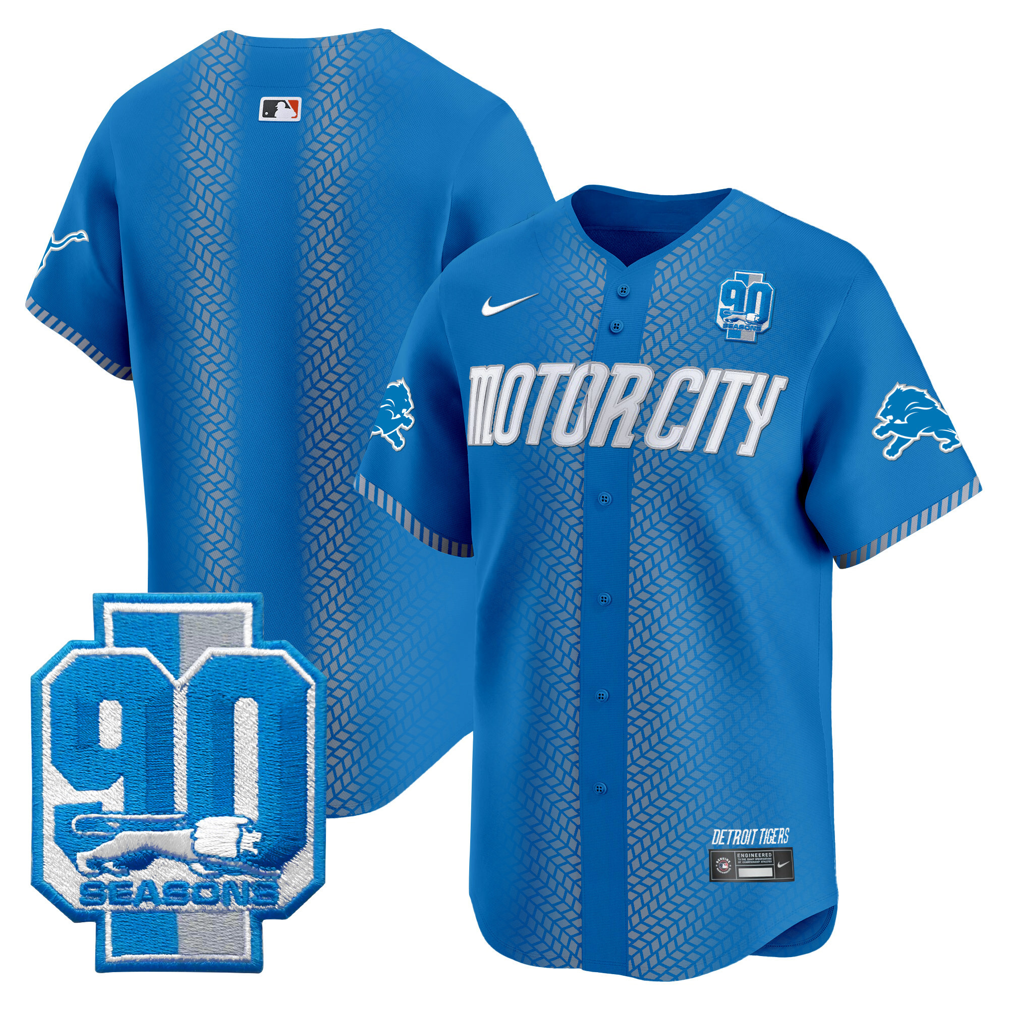 Men's Detroit Lions 90th Year Patch Vapor Premier Limited Jersey - All Stitched