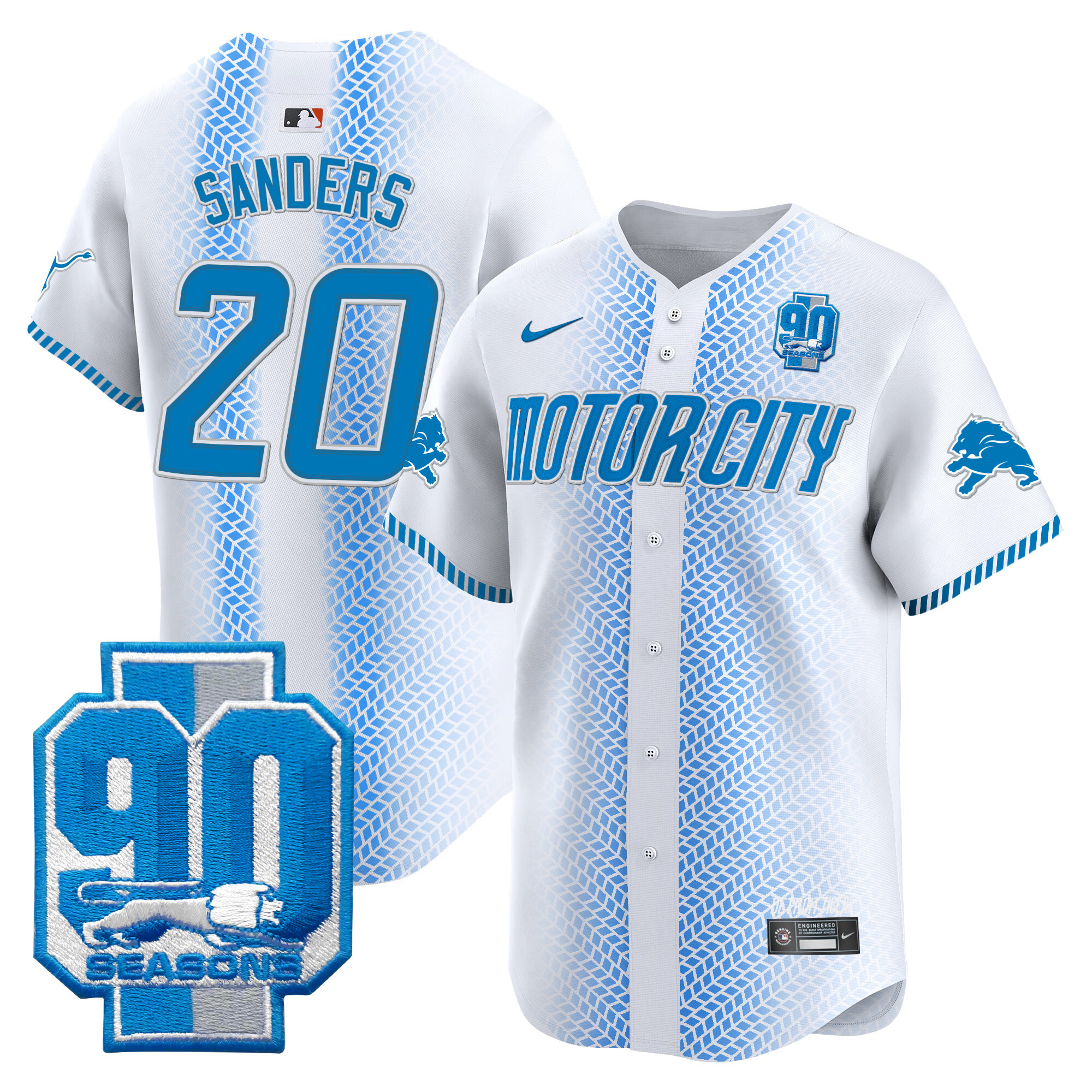 Men's Detroit Lions 90th Year Patch Vapor Premier Limited Jersey - All Stitched