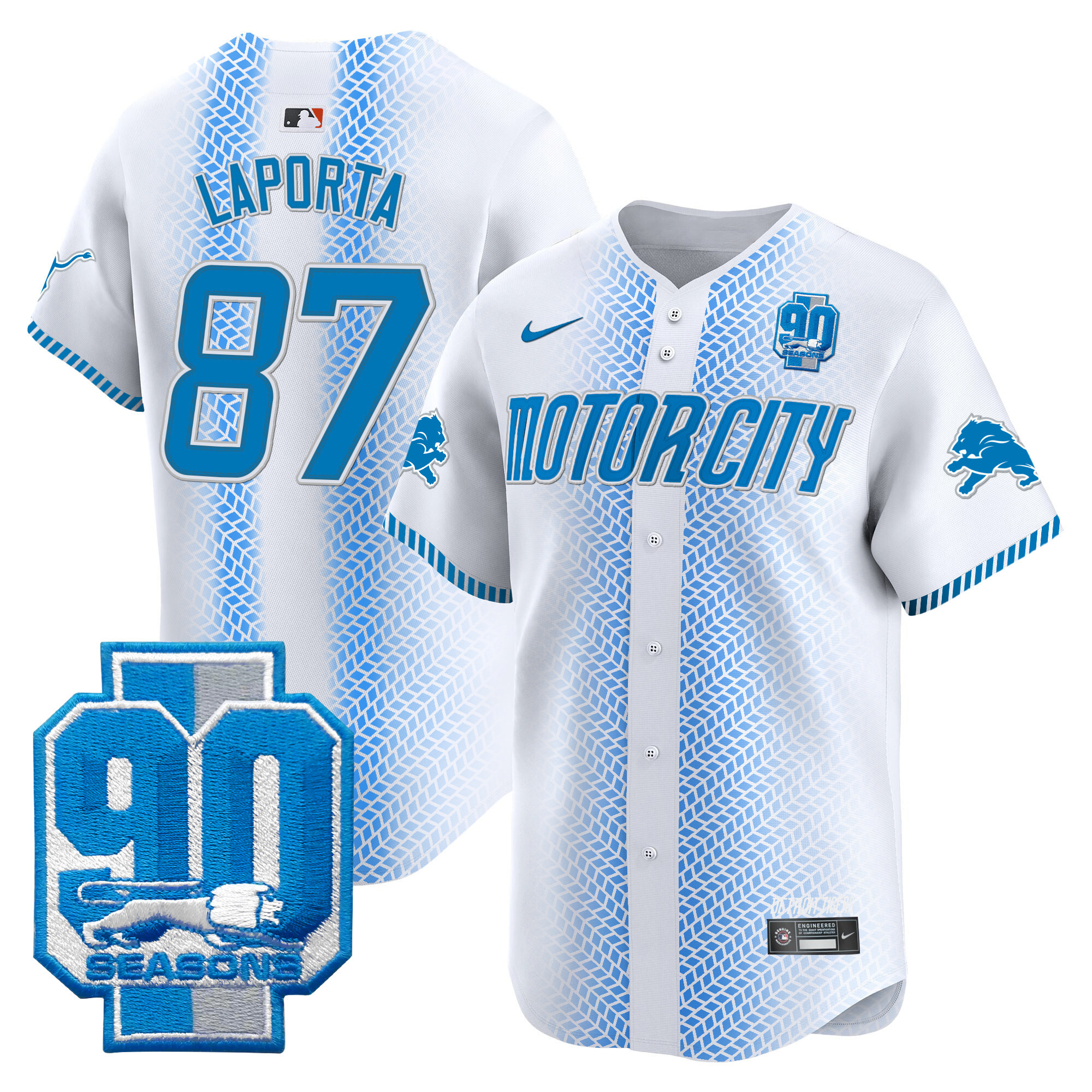Men's Detroit Lions 90th Year Patch Vapor Premier Limited Jersey - All Stitched