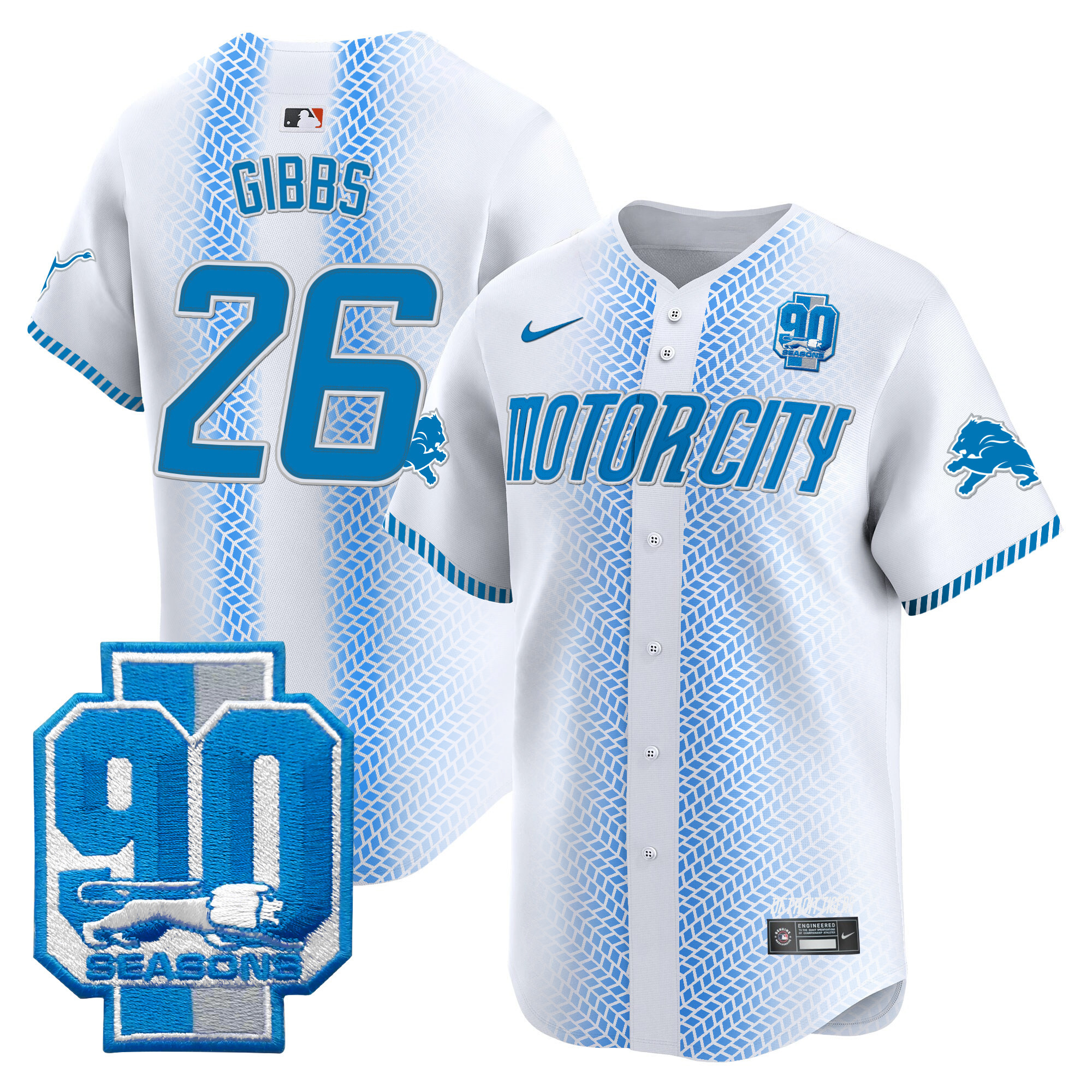 Men's Detroit Lions 90th Year Patch Vapor Premier Limited Jersey - All Stitched