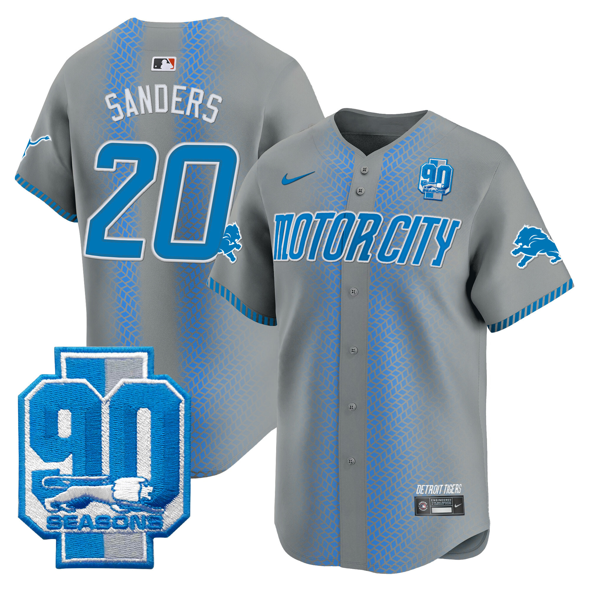 Men's Detroit Lions 90th Year Patch Vapor Premier Limited Jersey - All Stitched