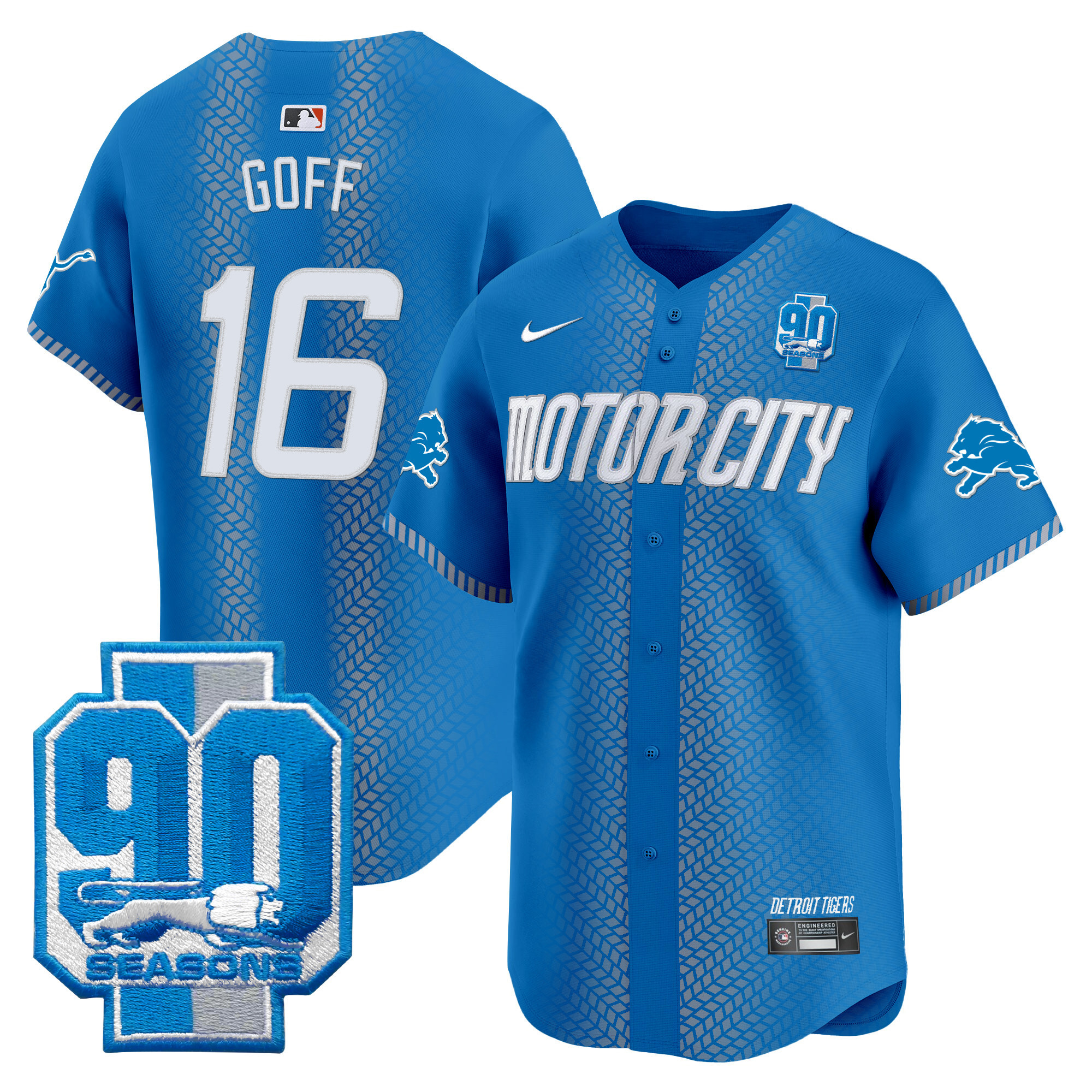 Men's Detroit Lions 90th Year Patch Vapor Premier Limited Jersey - All Stitched