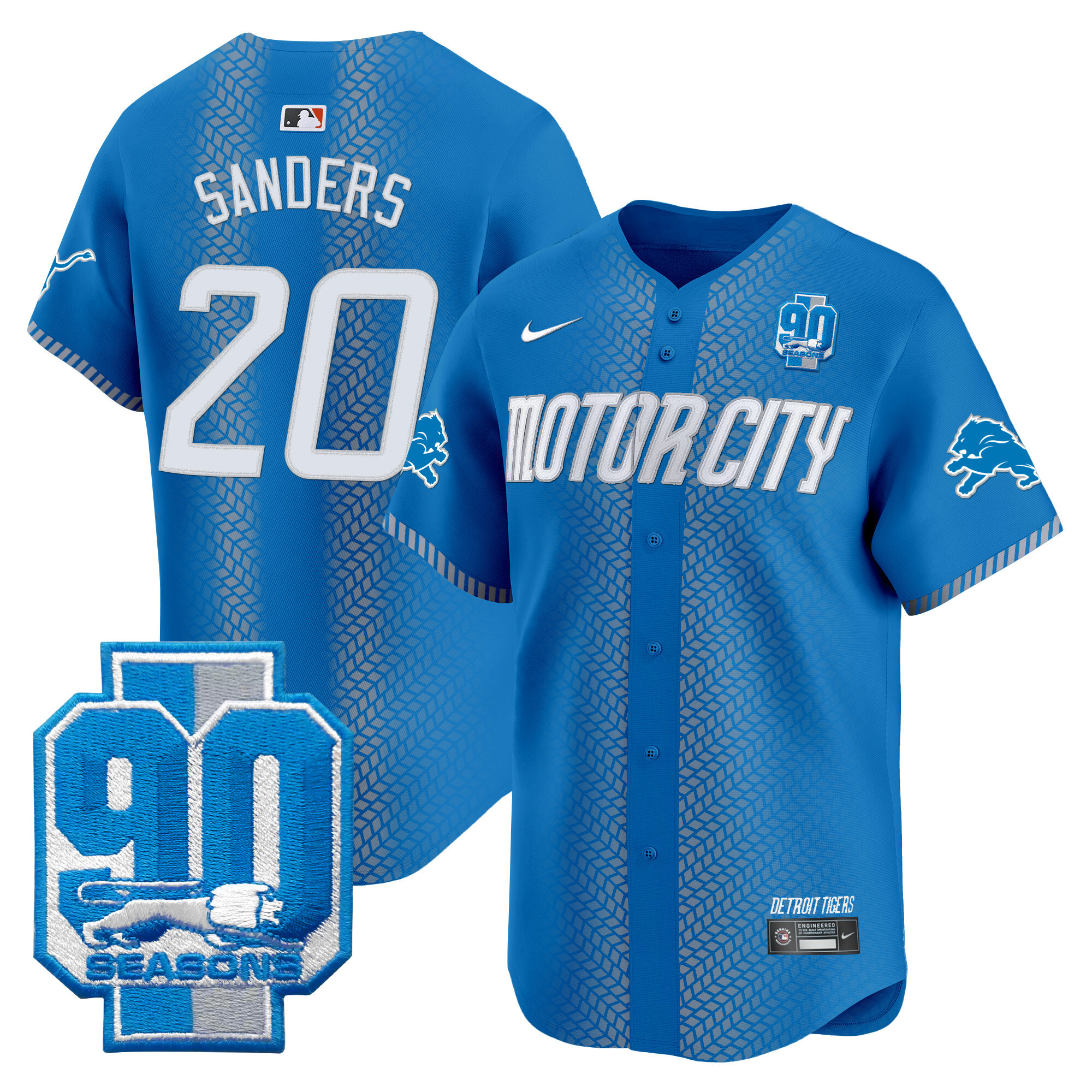 Men's Detroit Lions 90th Year Patch Vapor Premier Limited Jersey - All Stitched