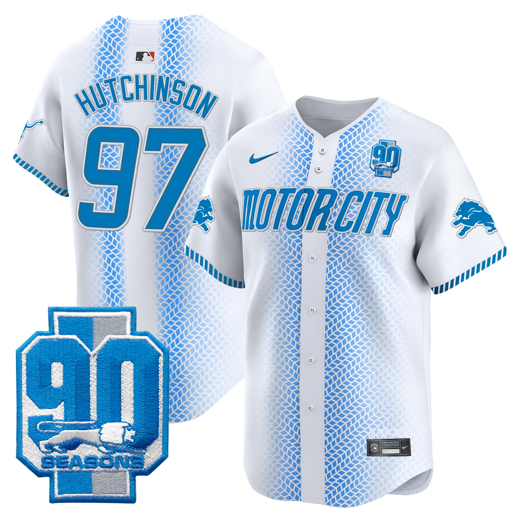 Men's Detroit Lions 90th Year Patch Vapor Premier Limited Jersey - All Stitched
