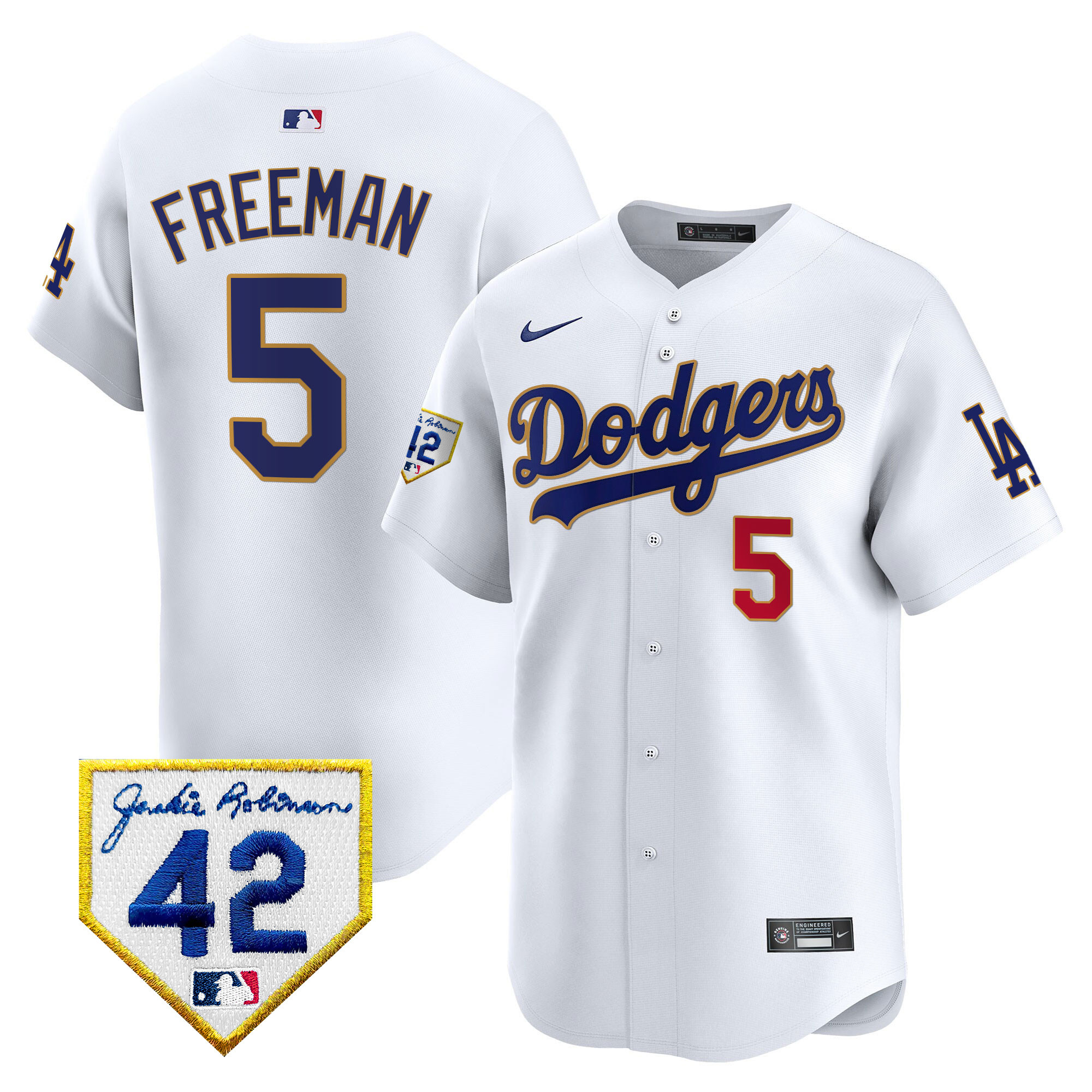 Men's Dodgers 2024 Jackie Robinson Patch Vapor Premier Limited Jersey - All Stitched