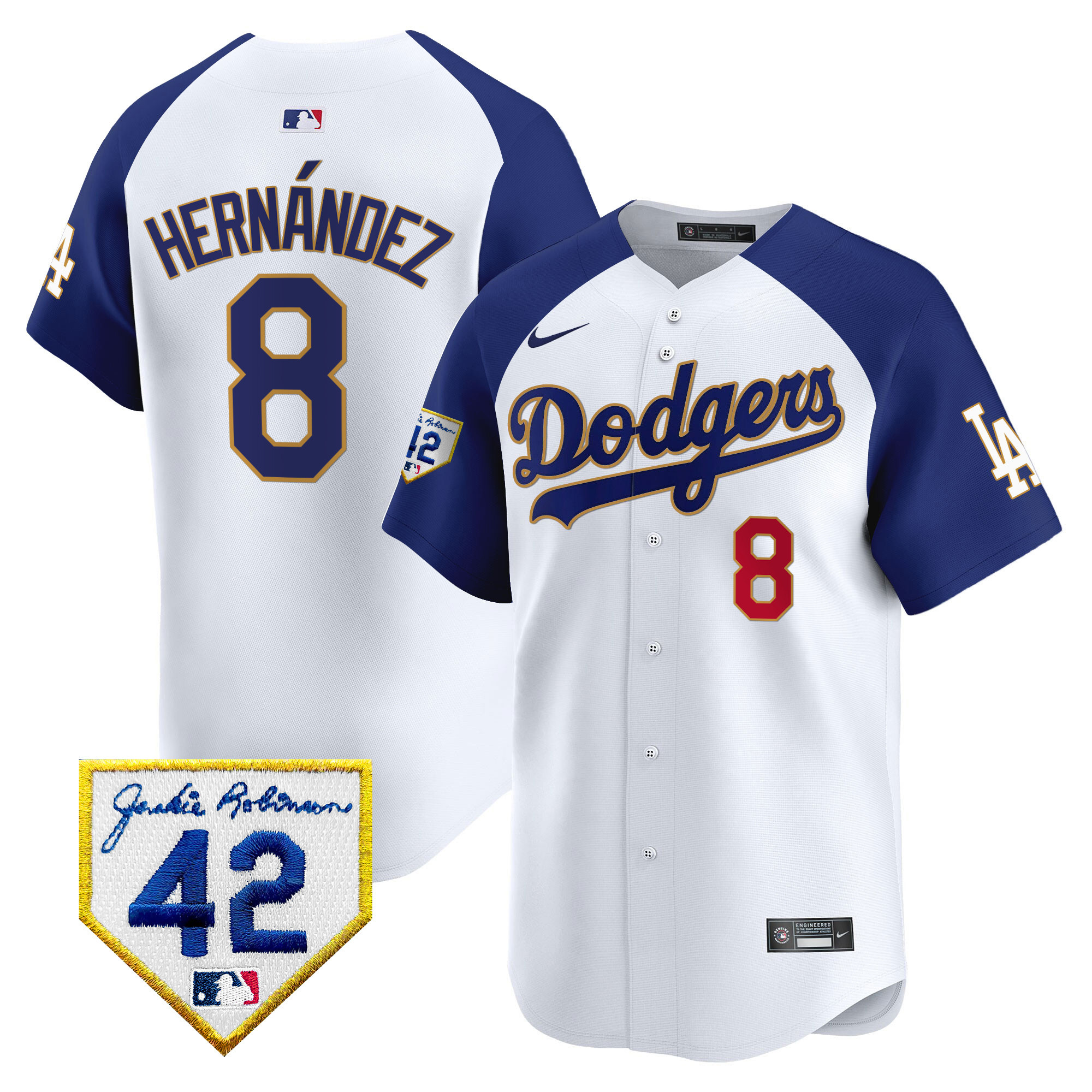 Men's Dodgers 2024 Jackie Robinson Patch Vapor Premier Limited Jersey - All Stitched