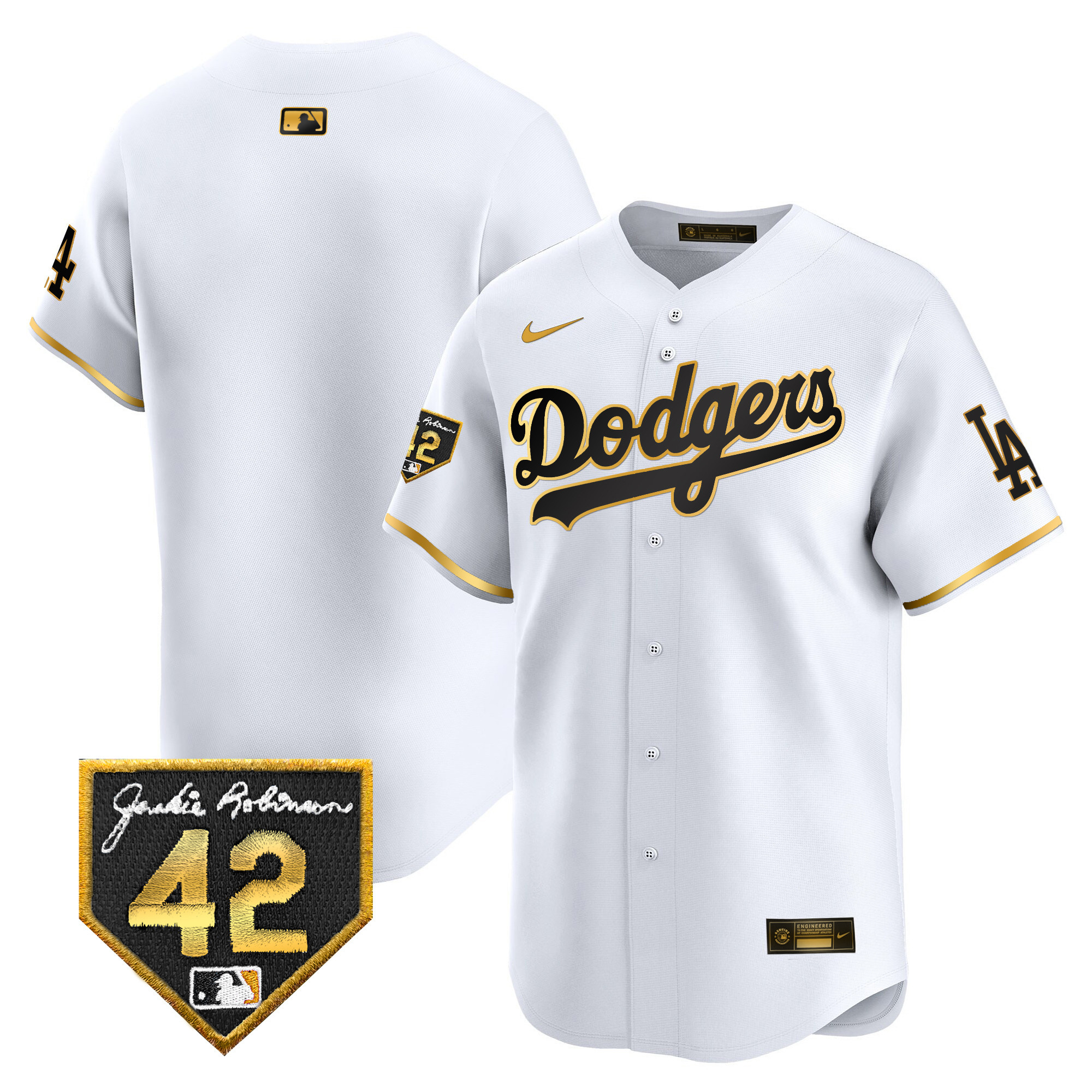 Men's Dodgers 2024 Jackie Robinson Patch Vapor Premier Limited Jersey - All Stitched