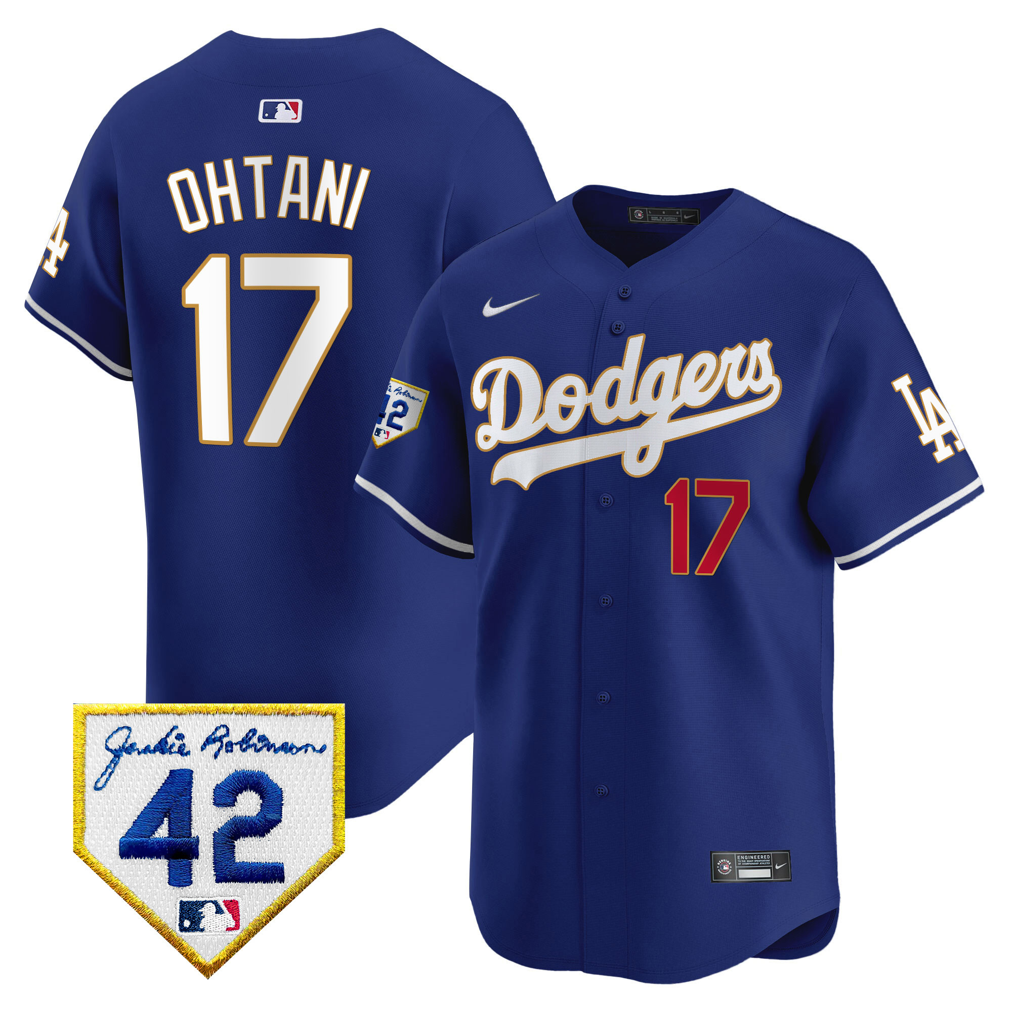 Men's Dodgers 2024 Jackie Robinson Patch Vapor Premier Limited Jersey - All Stitched