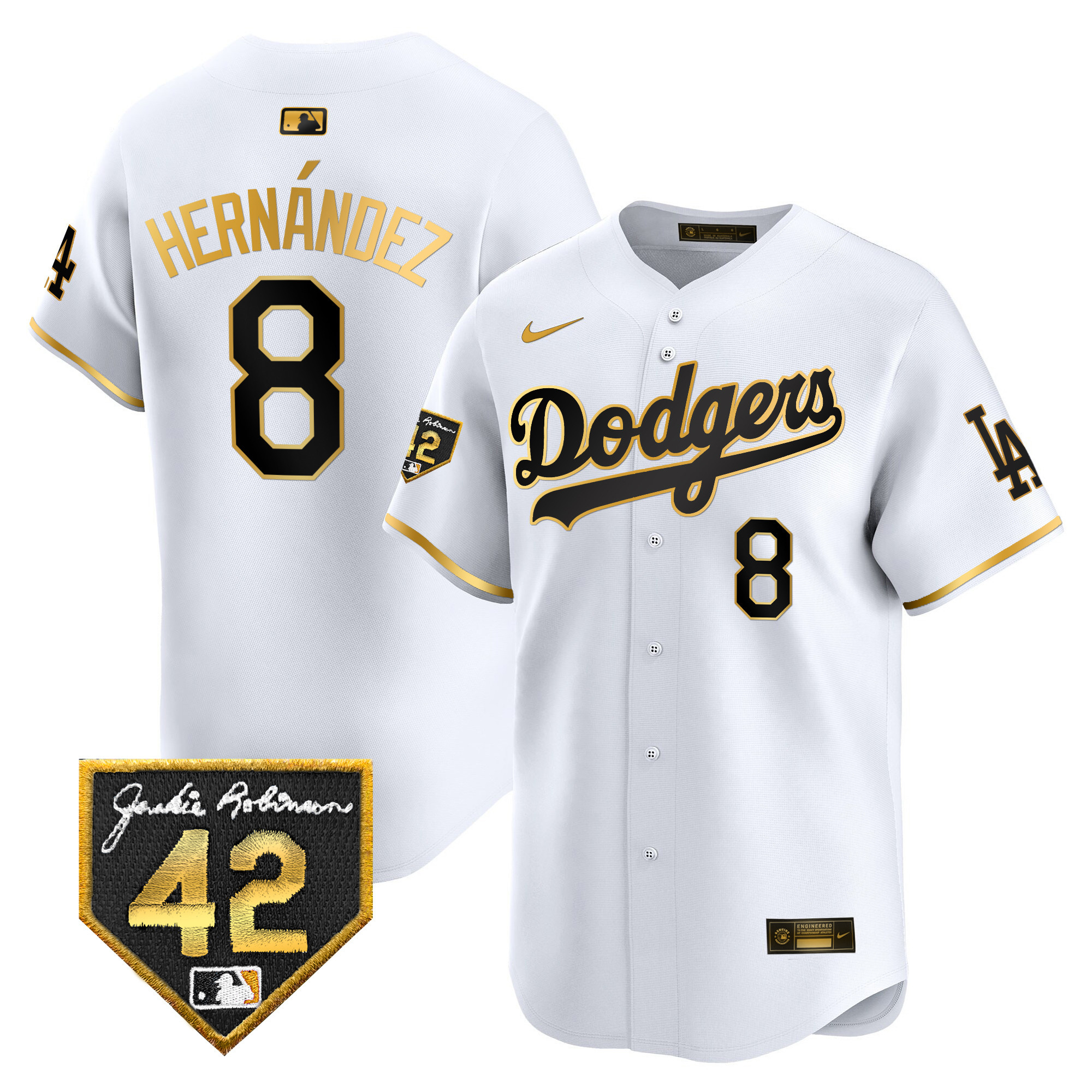 Men's Dodgers 2024 Jackie Robinson Patch Vapor Premier Limited Jersey - All Stitched