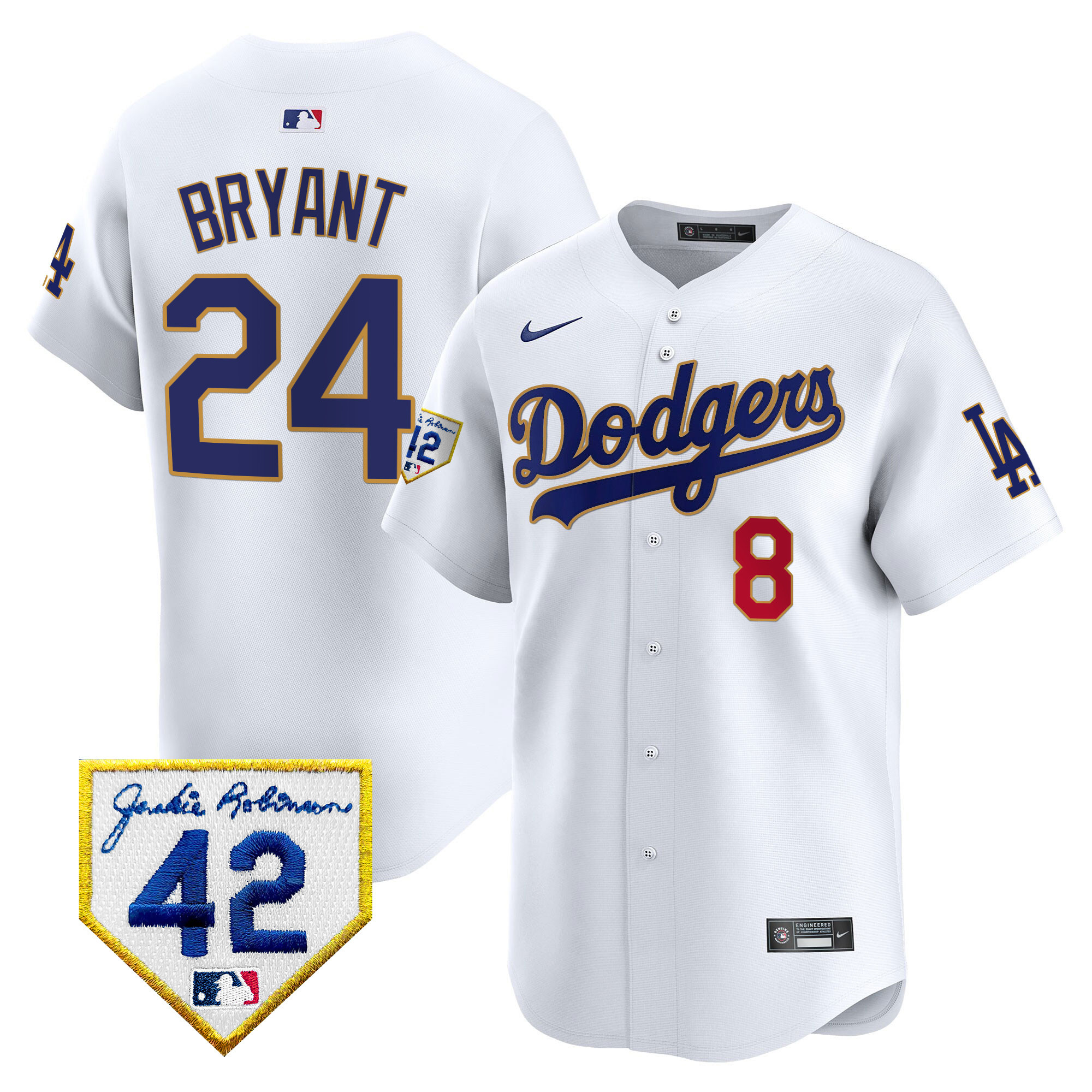 Men's Dodgers 2024 Jackie Robinson Patch Vapor Premier Limited Jersey - All Stitched