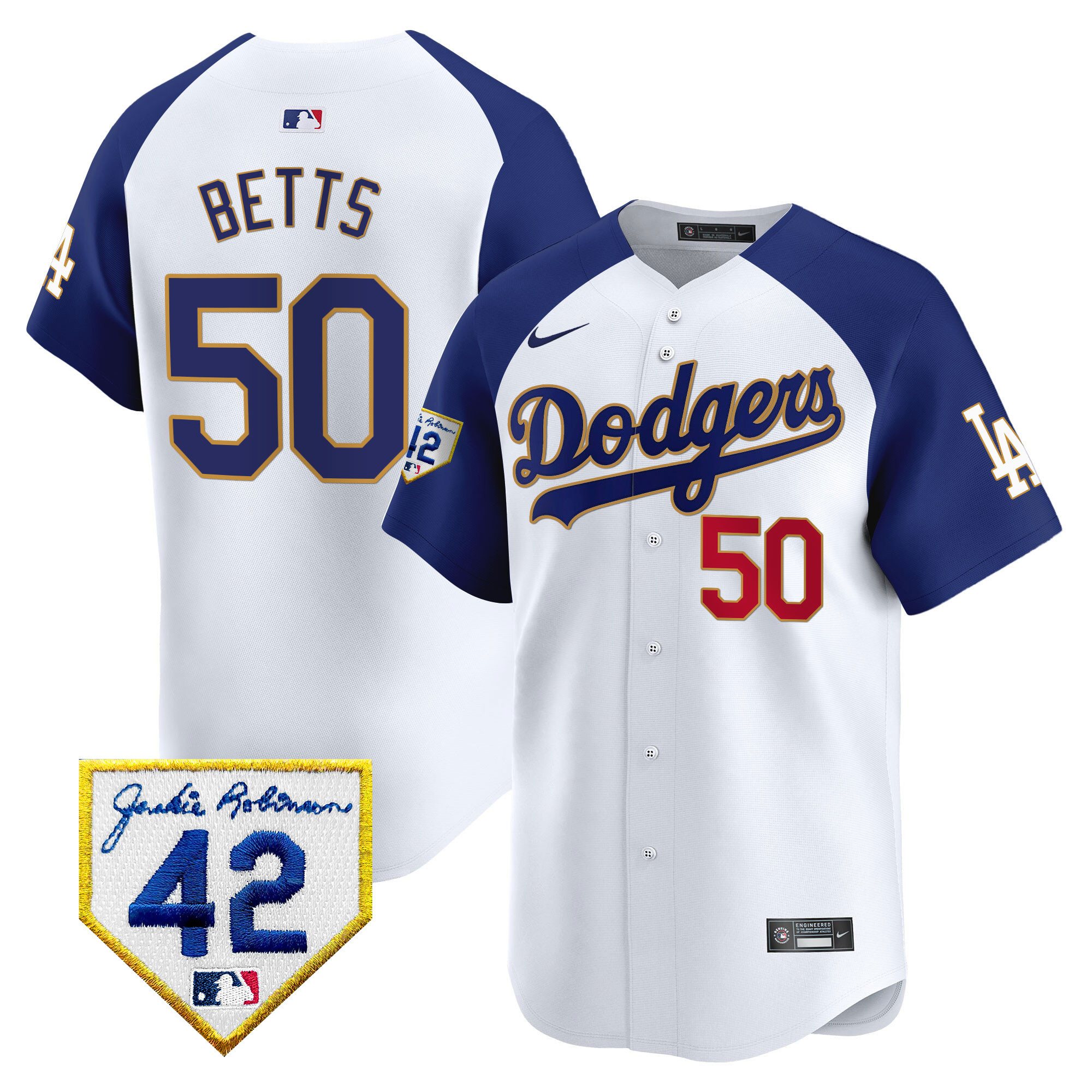Men's Dodgers 2024 Jackie Robinson Patch Vapor Premier Limited Jersey - All Stitched