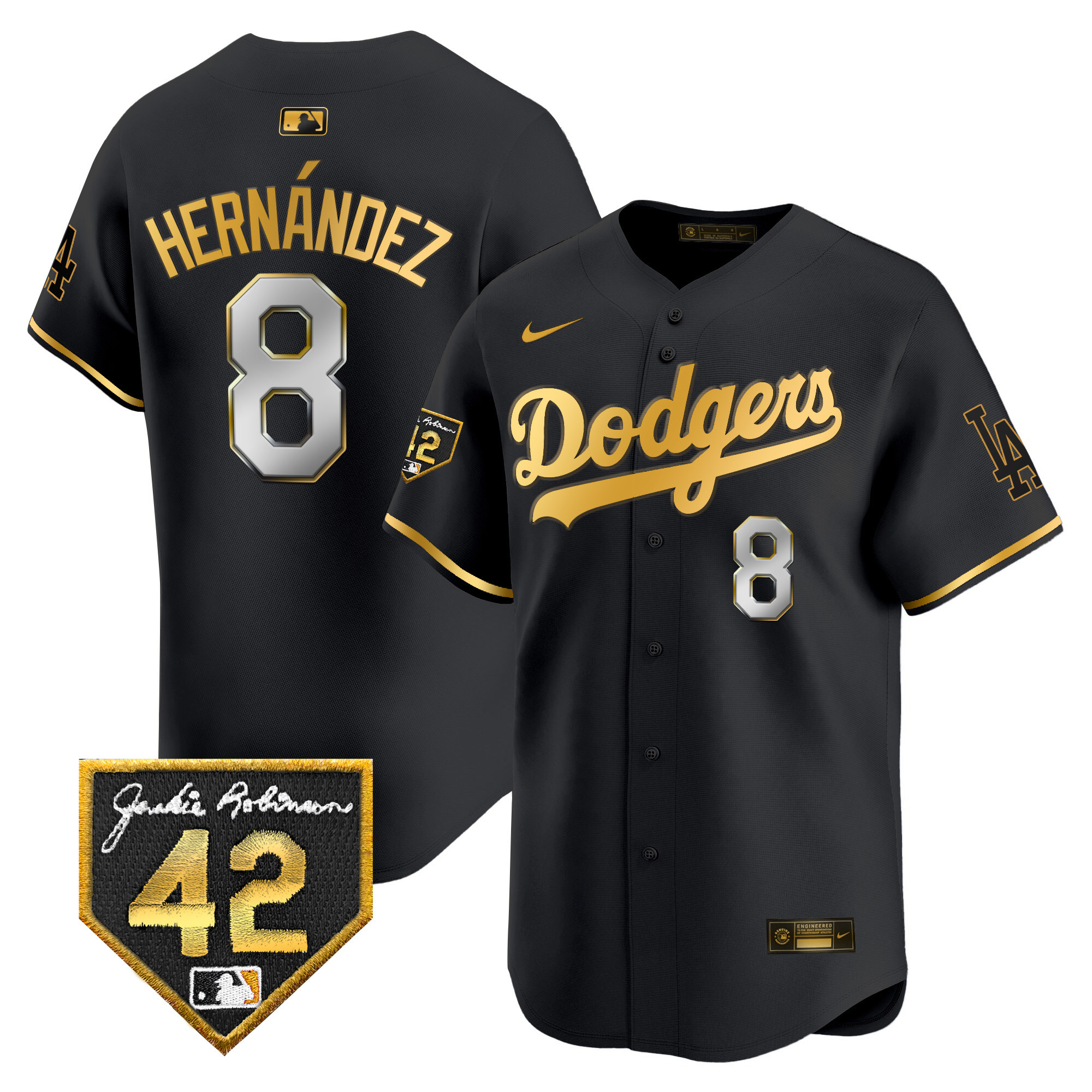 Men's Dodgers 2024 Jackie Robinson Patch Vapor Premier Limited Jersey - All Stitched
