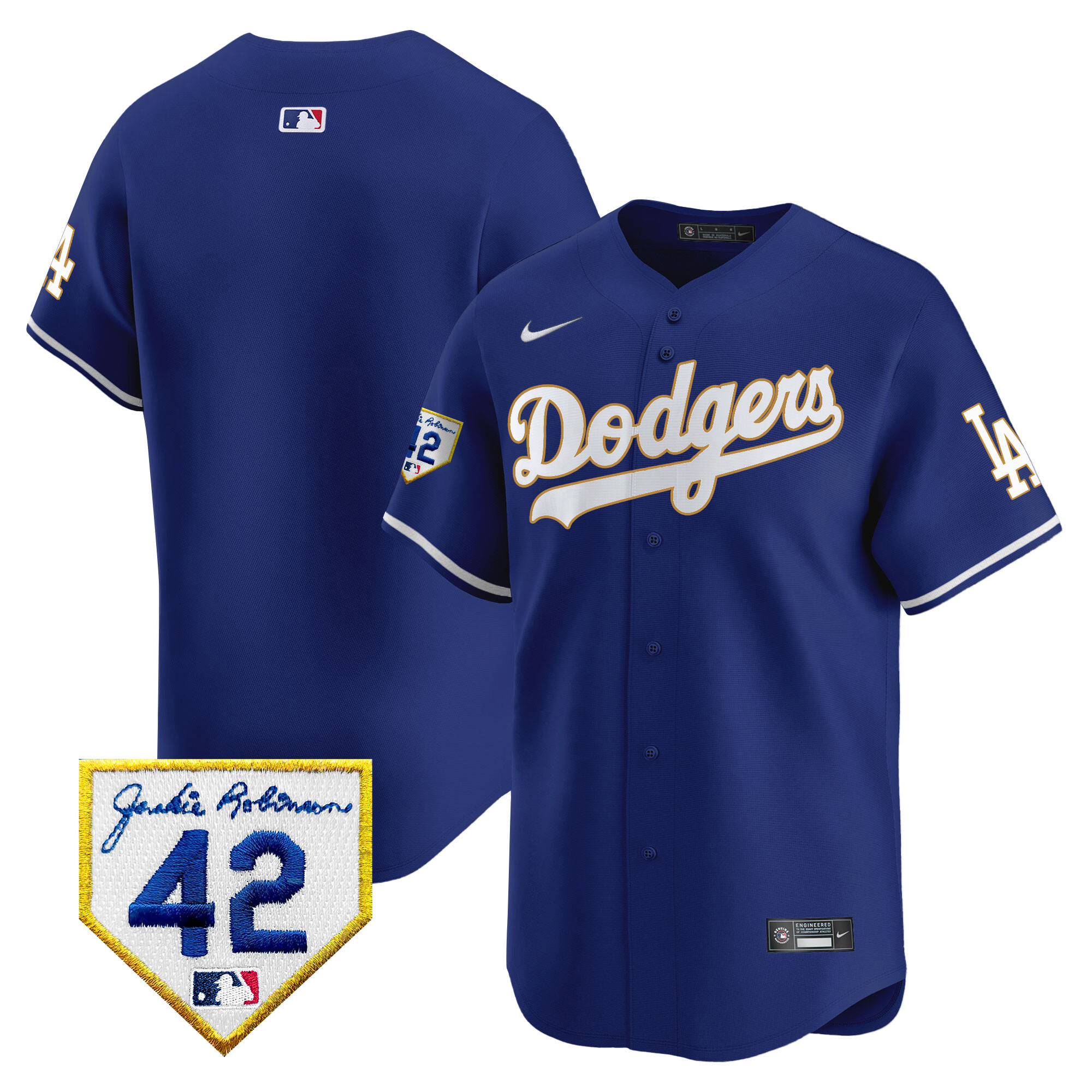 Men's Dodgers 2024 Jackie Robinson Patch Vapor Premier Limited Jersey - All Stitched