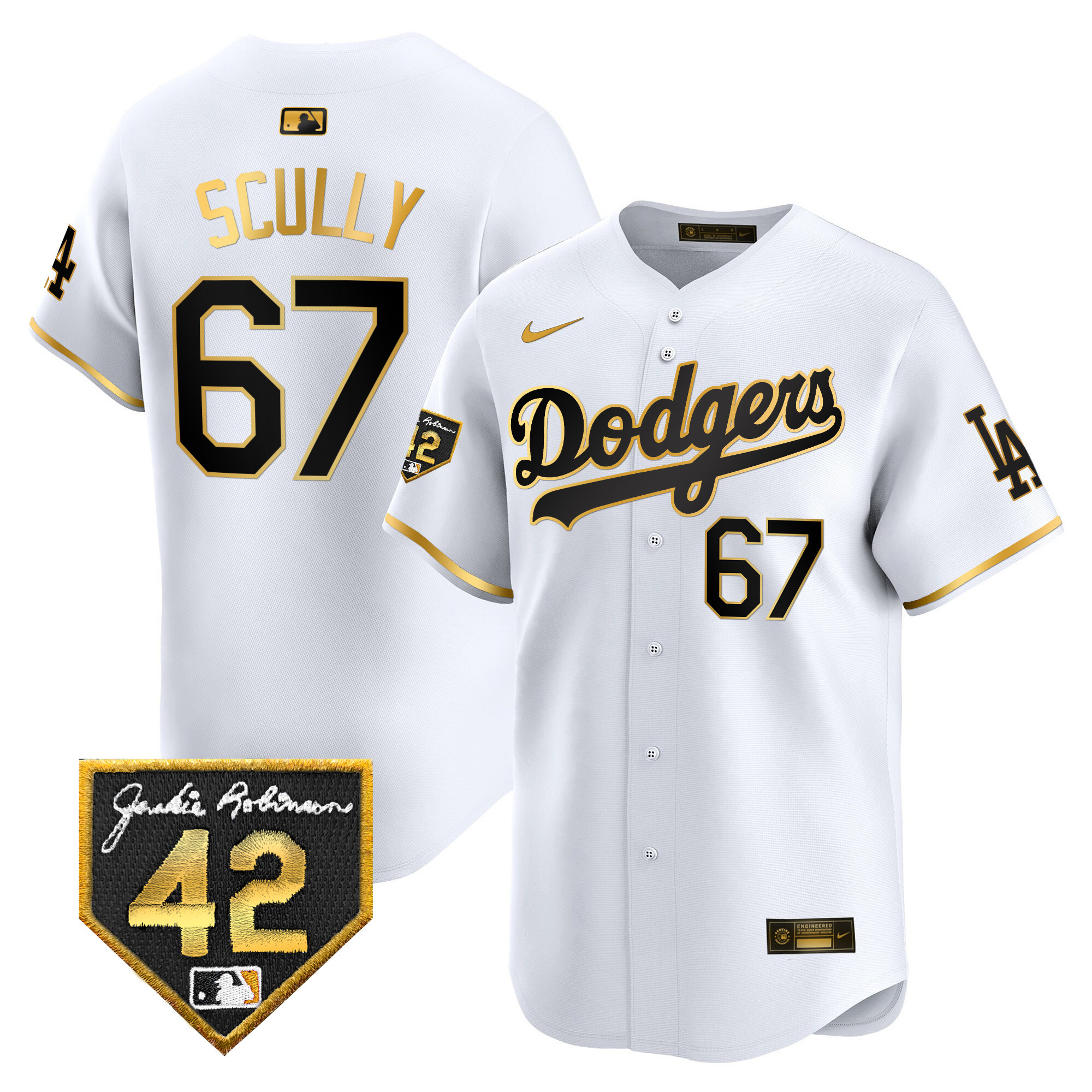 Men's Dodgers 2024 Jackie Robinson Patch Vapor Premier Limited Jersey - All Stitched