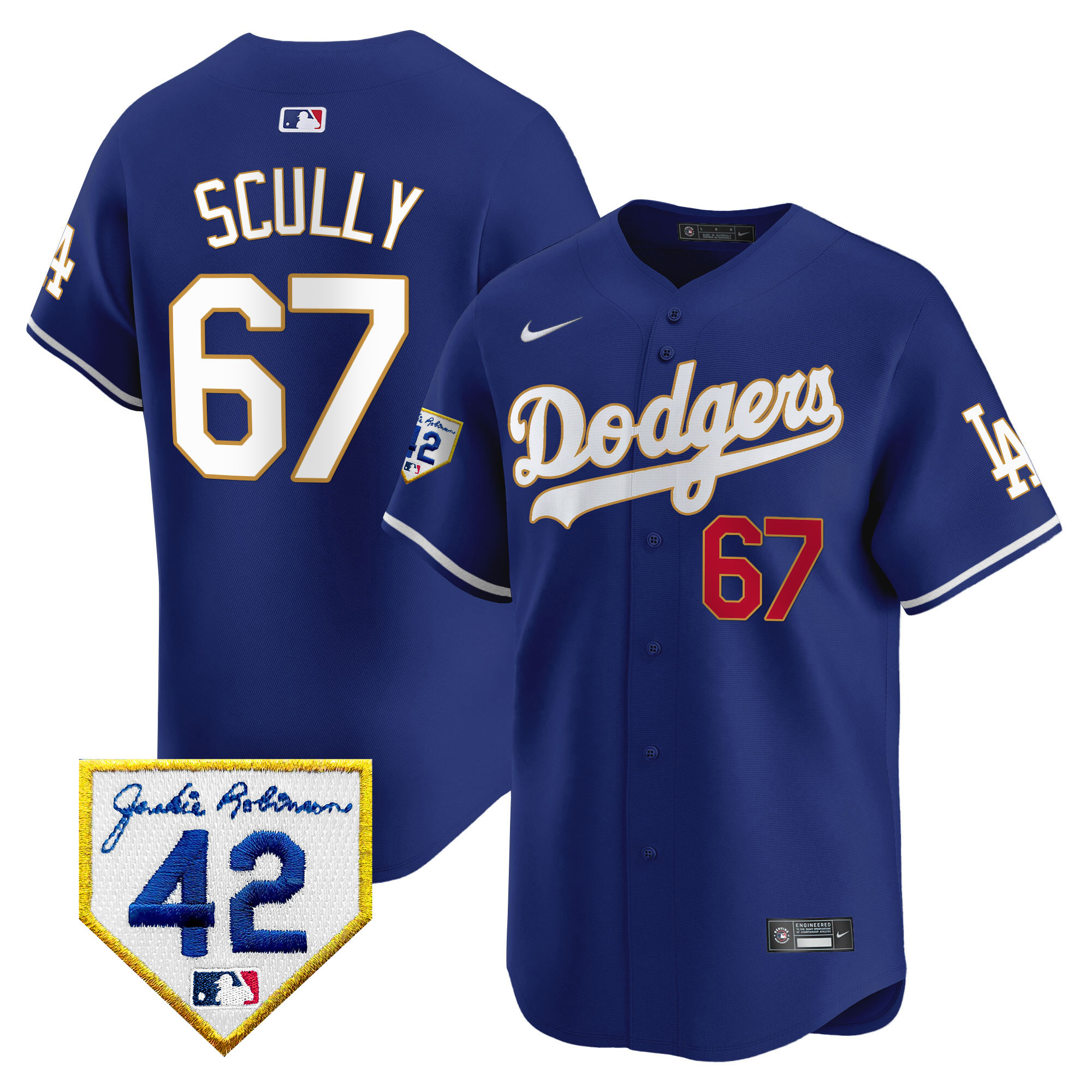 Men's Dodgers 2024 Jackie Robinson Patch Vapor Premier Limited Jersey - All Stitched