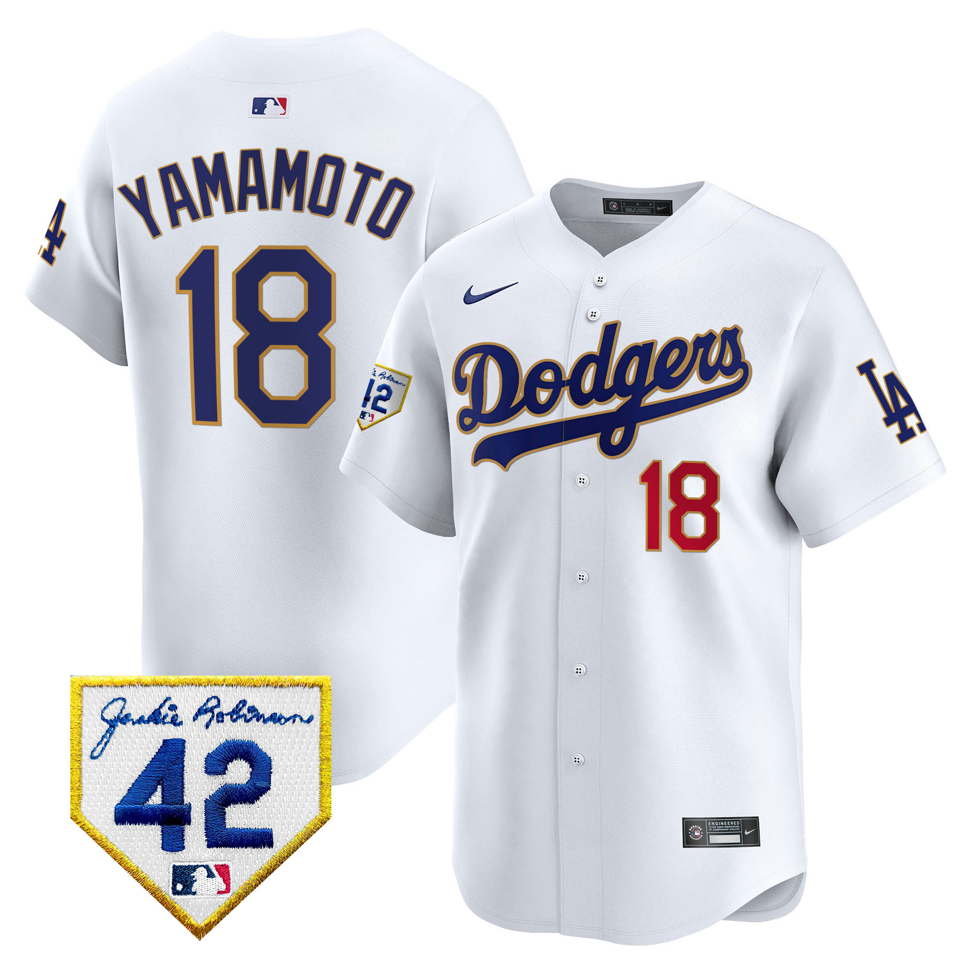 Men's Dodgers 2024 Jackie Robinson Patch Vapor Premier Limited Jersey - All Stitched