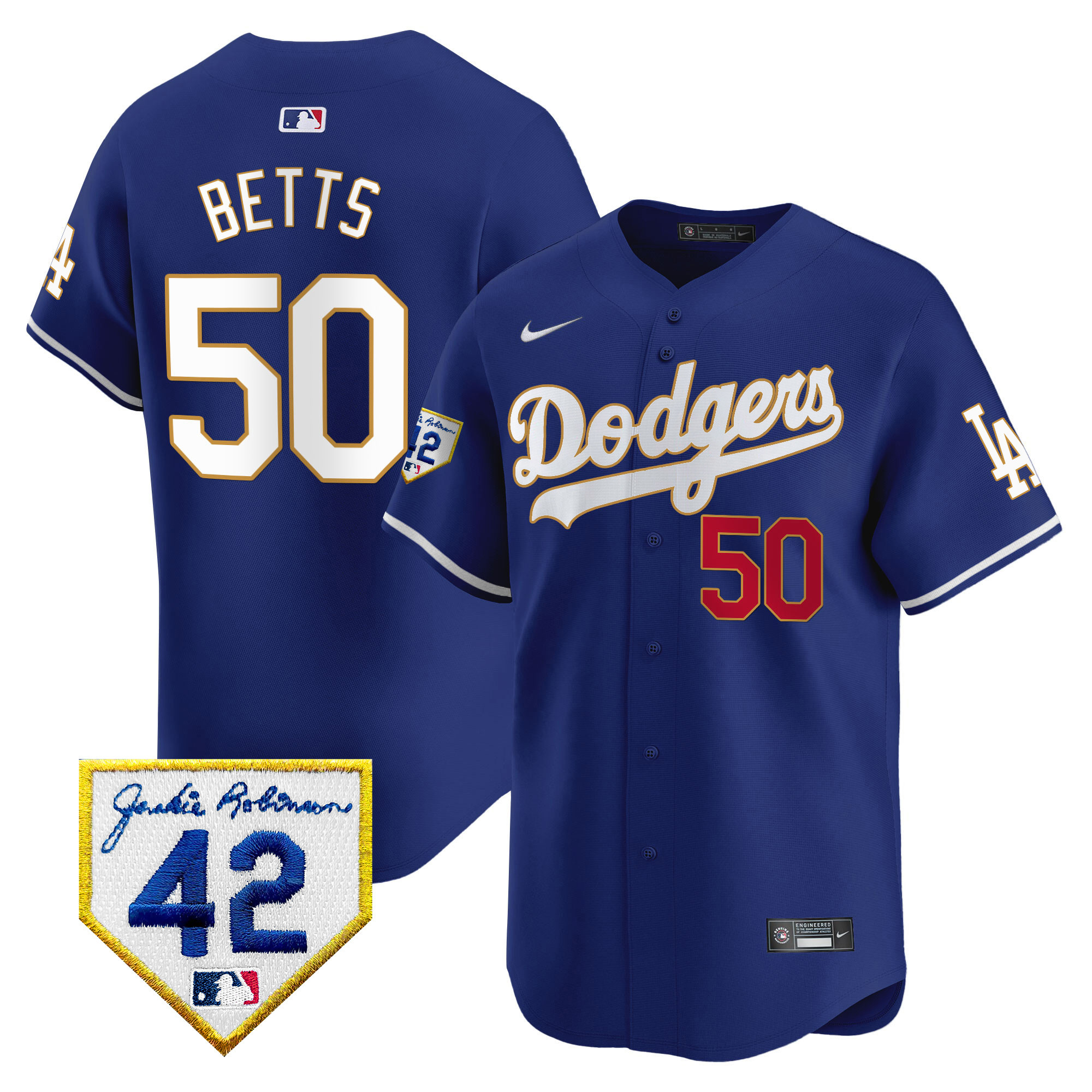 Men's Dodgers 2024 Jackie Robinson Patch Vapor Premier Limited Jersey - All Stitched