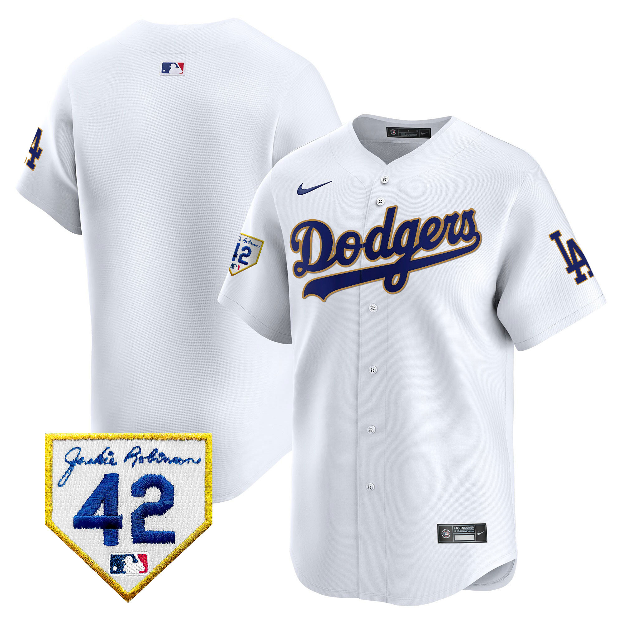 Men's Dodgers 2024 Jackie Robinson Patch Vapor Premier Limited Jersey - All Stitched