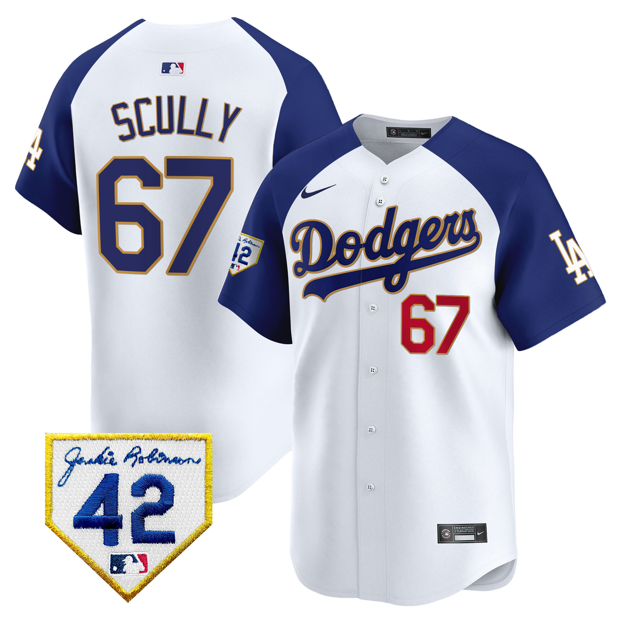 Men's Dodgers 2024 Jackie Robinson Patch Vapor Premier Limited Jersey - All Stitched
