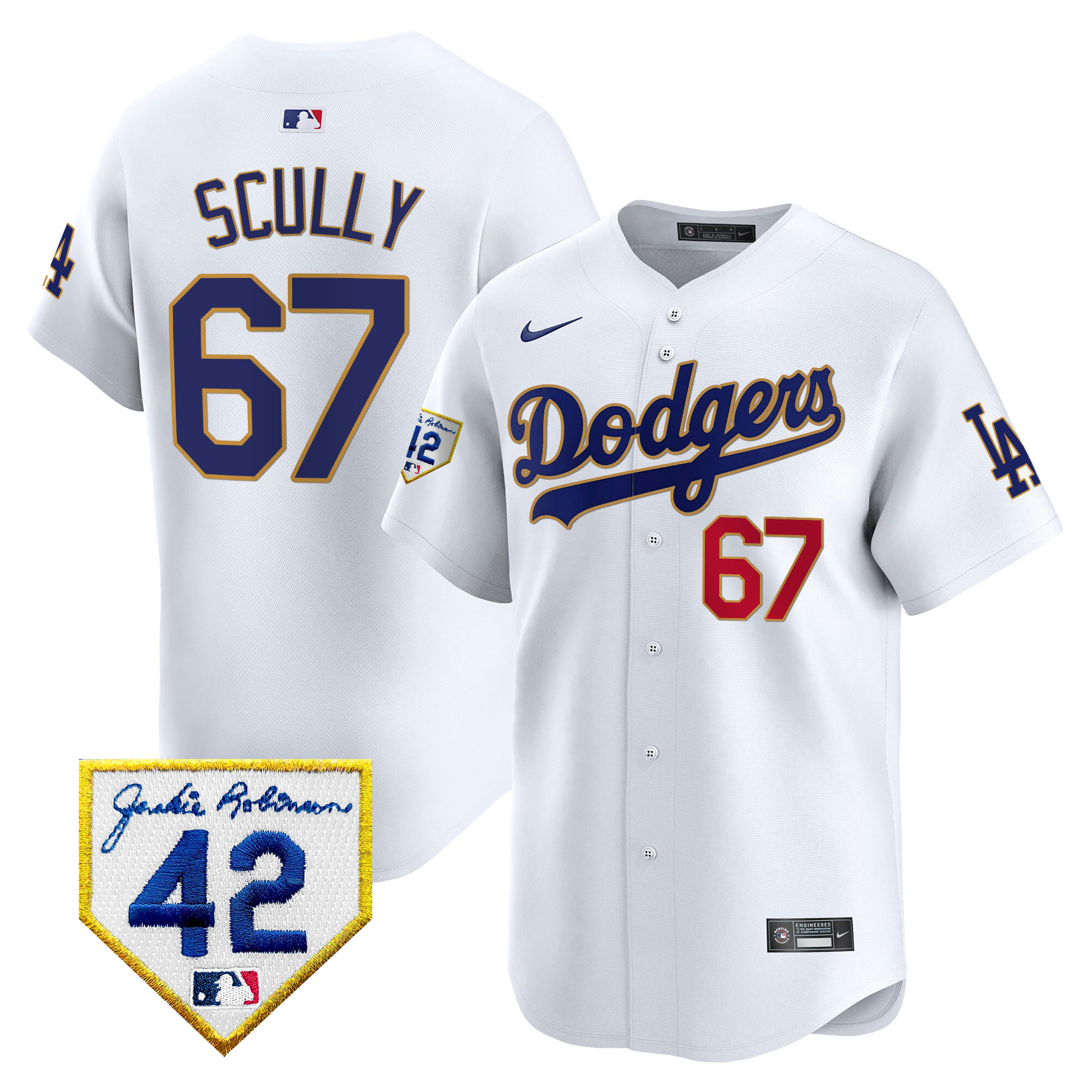 Men's Dodgers 2024 Jackie Robinson Patch Vapor Premier Limited Jersey - All Stitched