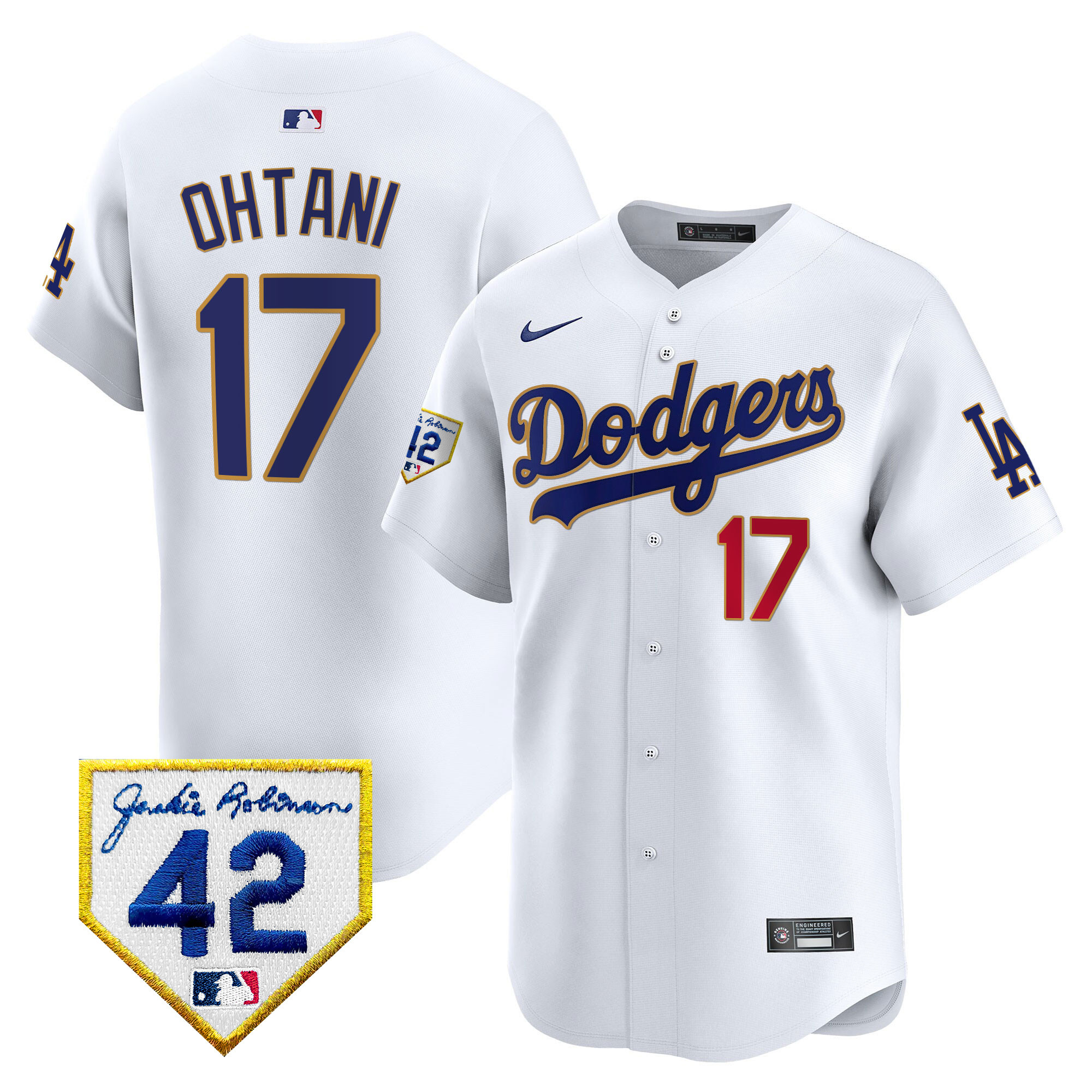 Men's Dodgers 2024 Jackie Robinson Patch Vapor Premier Limited Jersey - All Stitched
