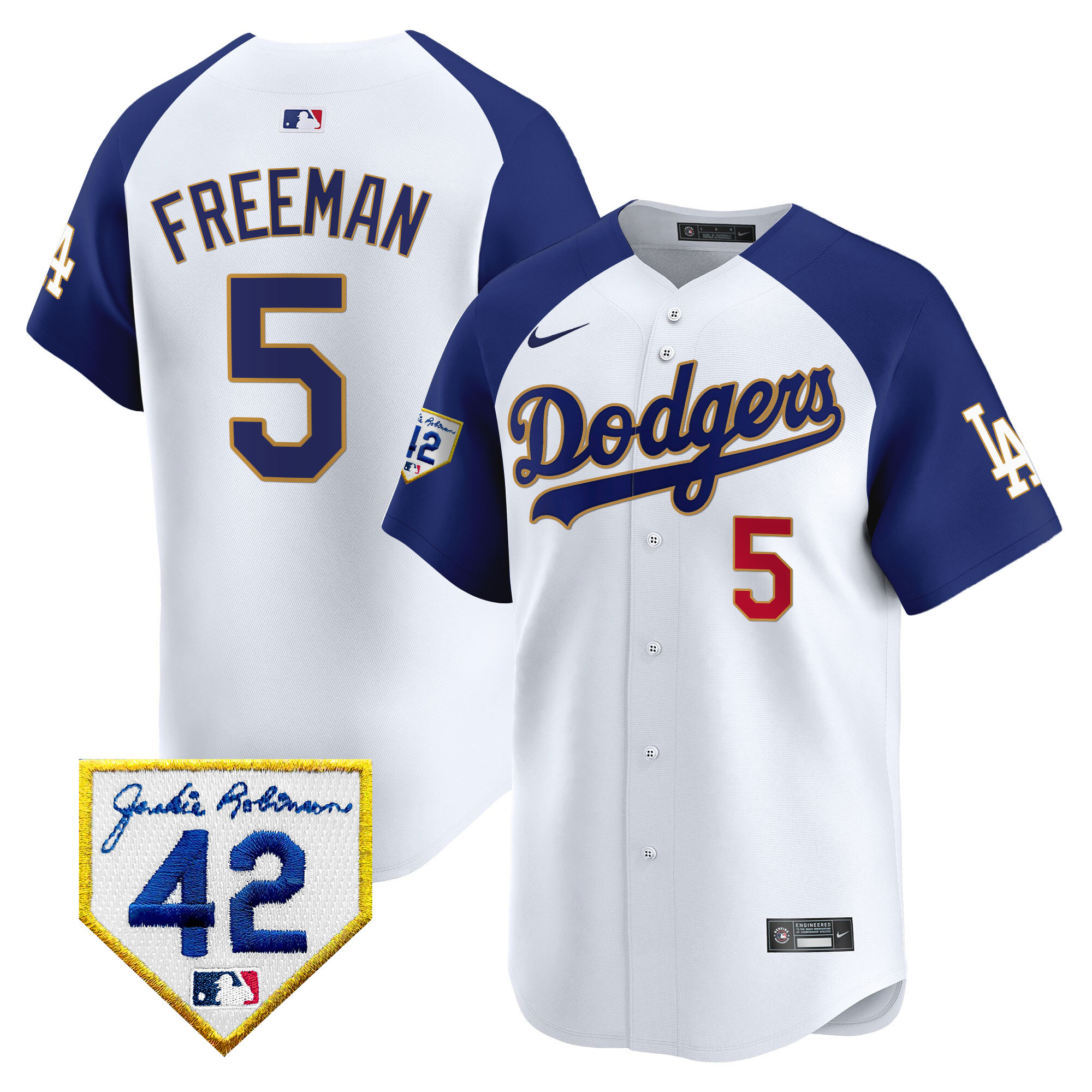 Men's Dodgers 2024 Jackie Robinson Patch Vapor Premier Limited Jersey - All Stitched