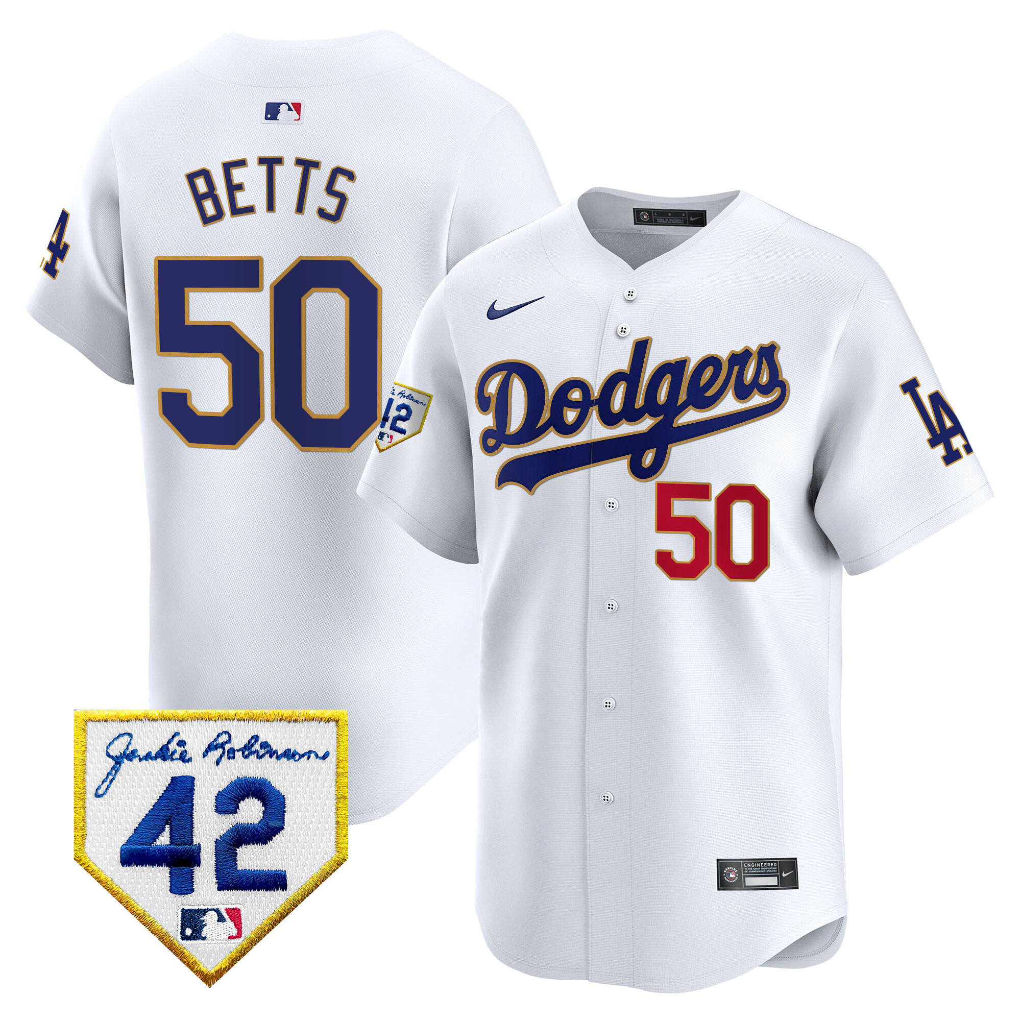 Men's Dodgers 2024 Jackie Robinson Patch Vapor Premier Limited Jersey - All Stitched