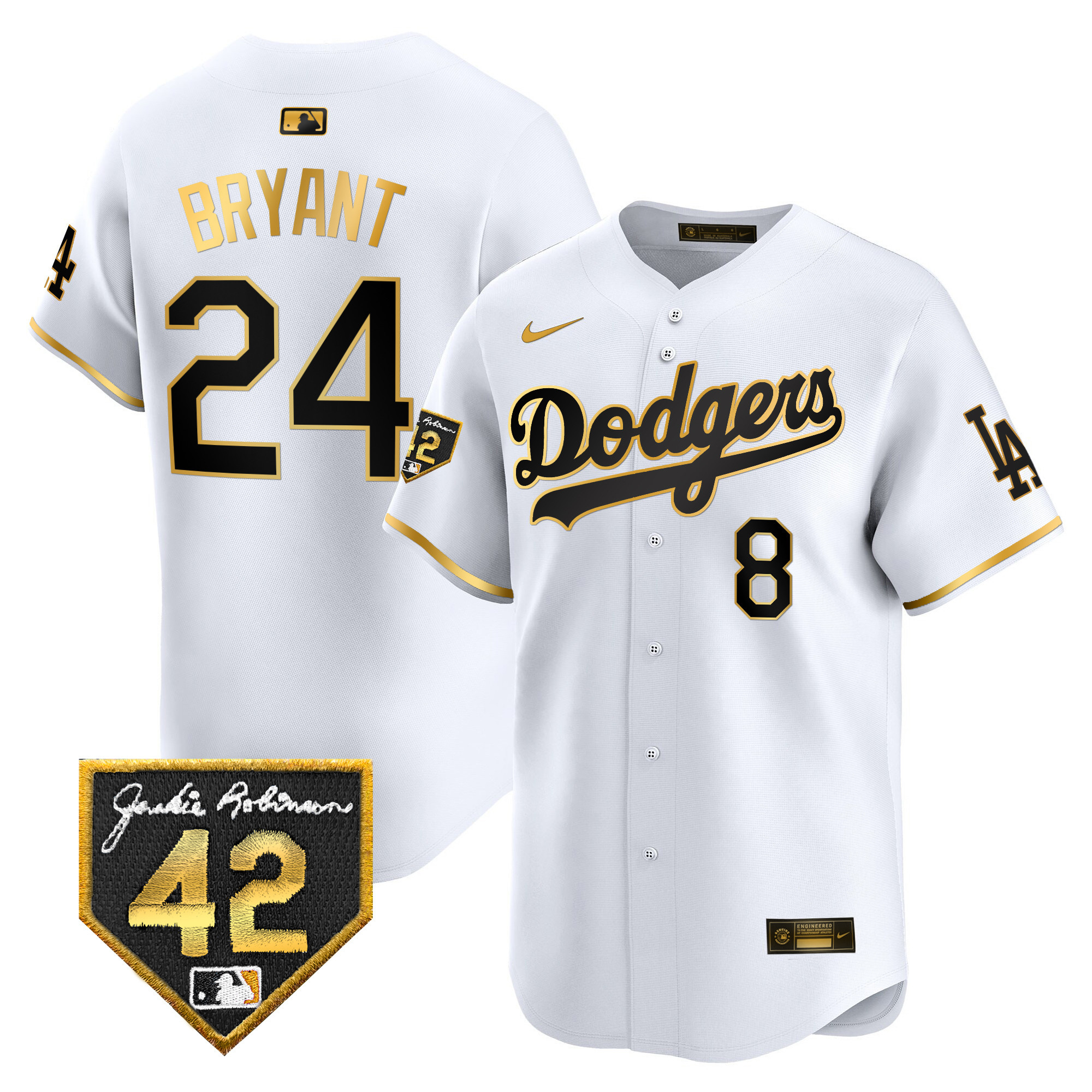 Men's Dodgers 2024 Jackie Robinson Patch Vapor Premier Limited Jersey - All Stitched