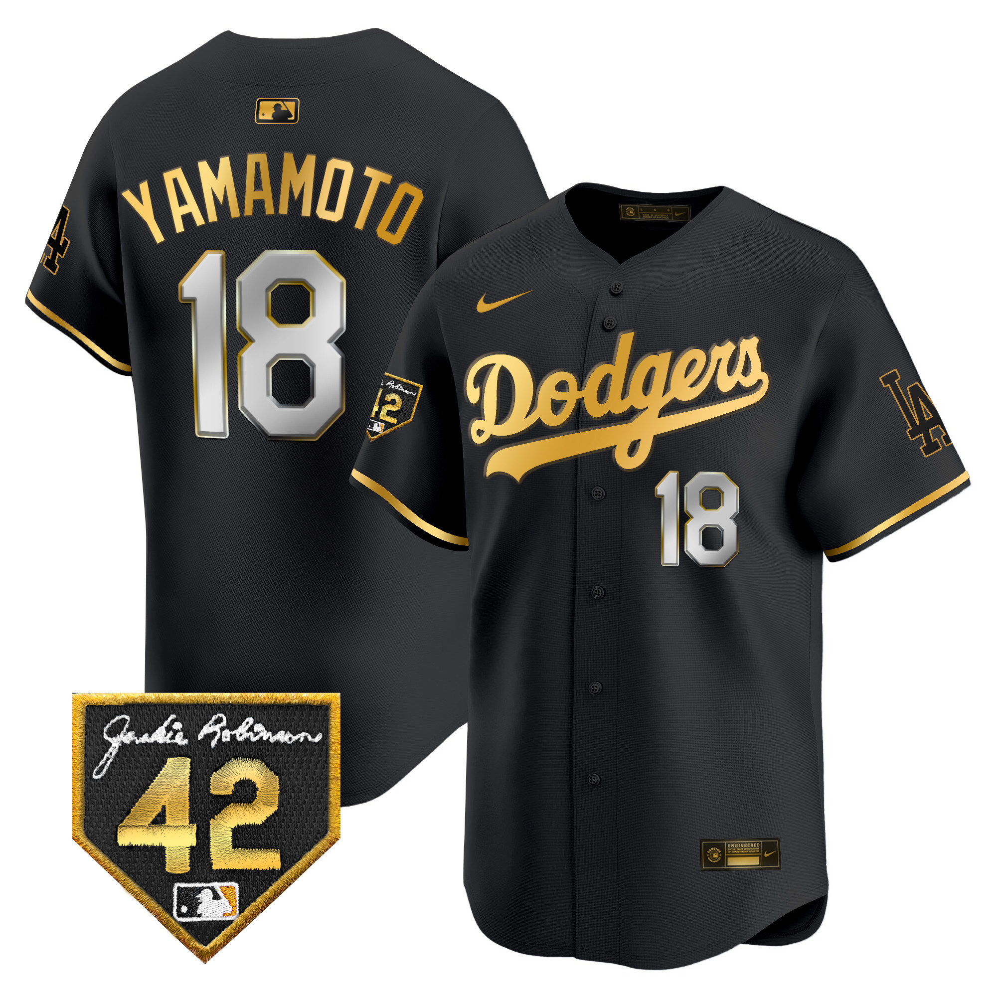 Men's Dodgers 2024 Jackie Robinson Patch Vapor Premier Limited Jersey - All Stitched