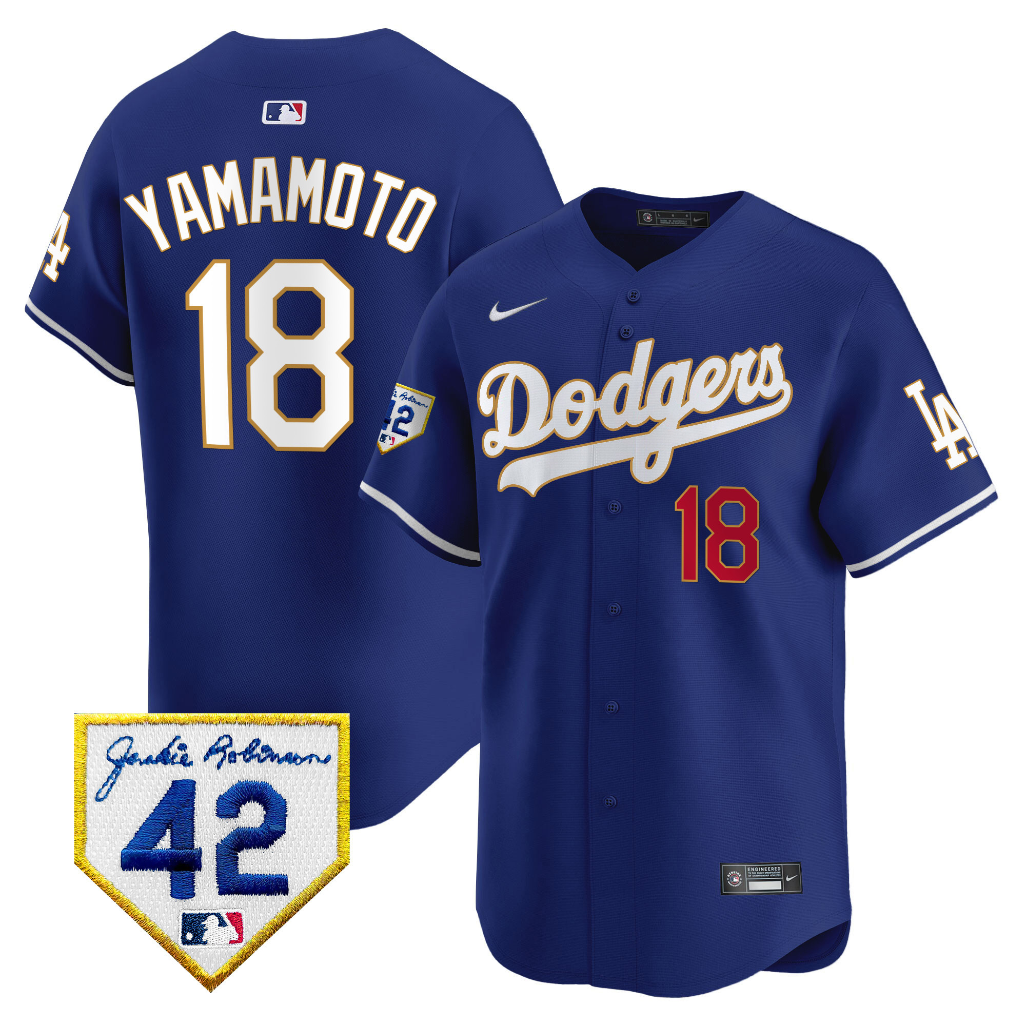 Men's Dodgers 2024 Jackie Robinson Patch Vapor Premier Limited Jersey - All Stitched