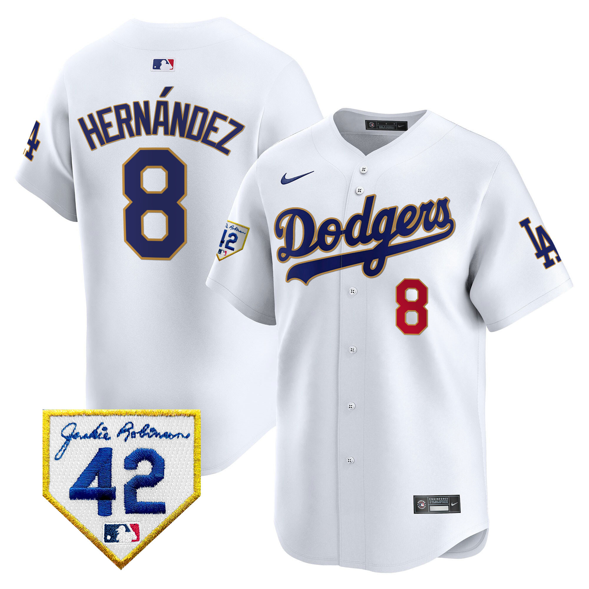 Men's Dodgers 2024 Jackie Robinson Patch Vapor Premier Limited Jersey - All Stitched