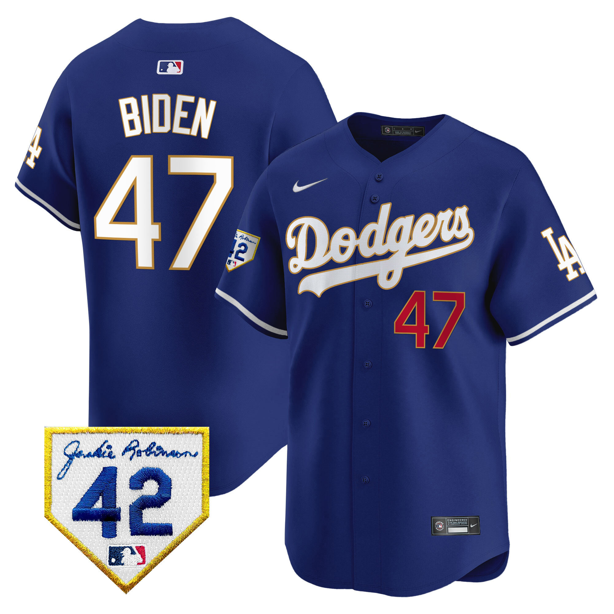 Men's Dodgers 2024 Jackie Robinson Patch Vapor Premier Limited Jersey - All Stitched
