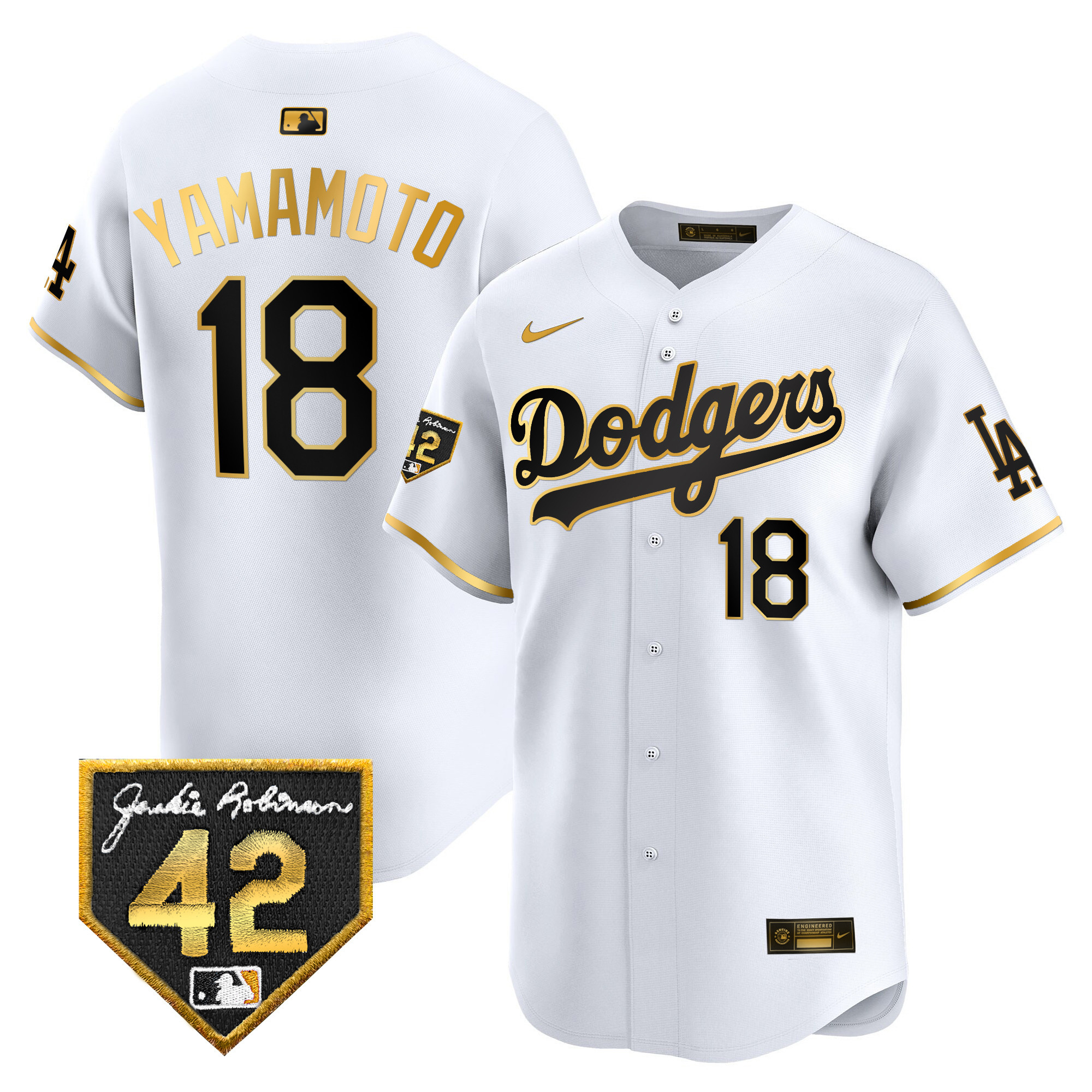 Men's Dodgers 2024 Jackie Robinson Patch Vapor Premier Limited Jersey - All Stitched