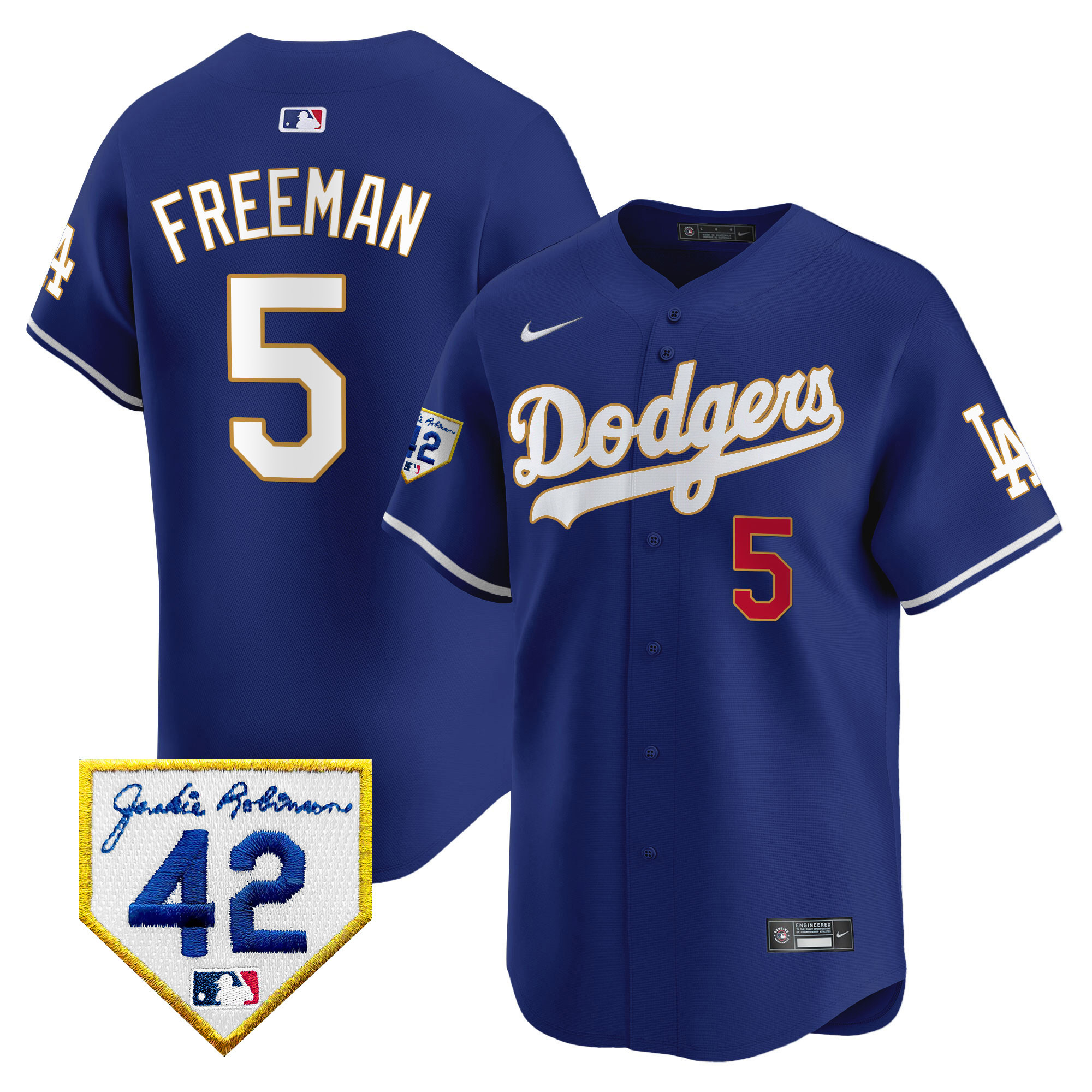 Men's Dodgers 2024 Jackie Robinson Patch Vapor Premier Limited Jersey - All Stitched