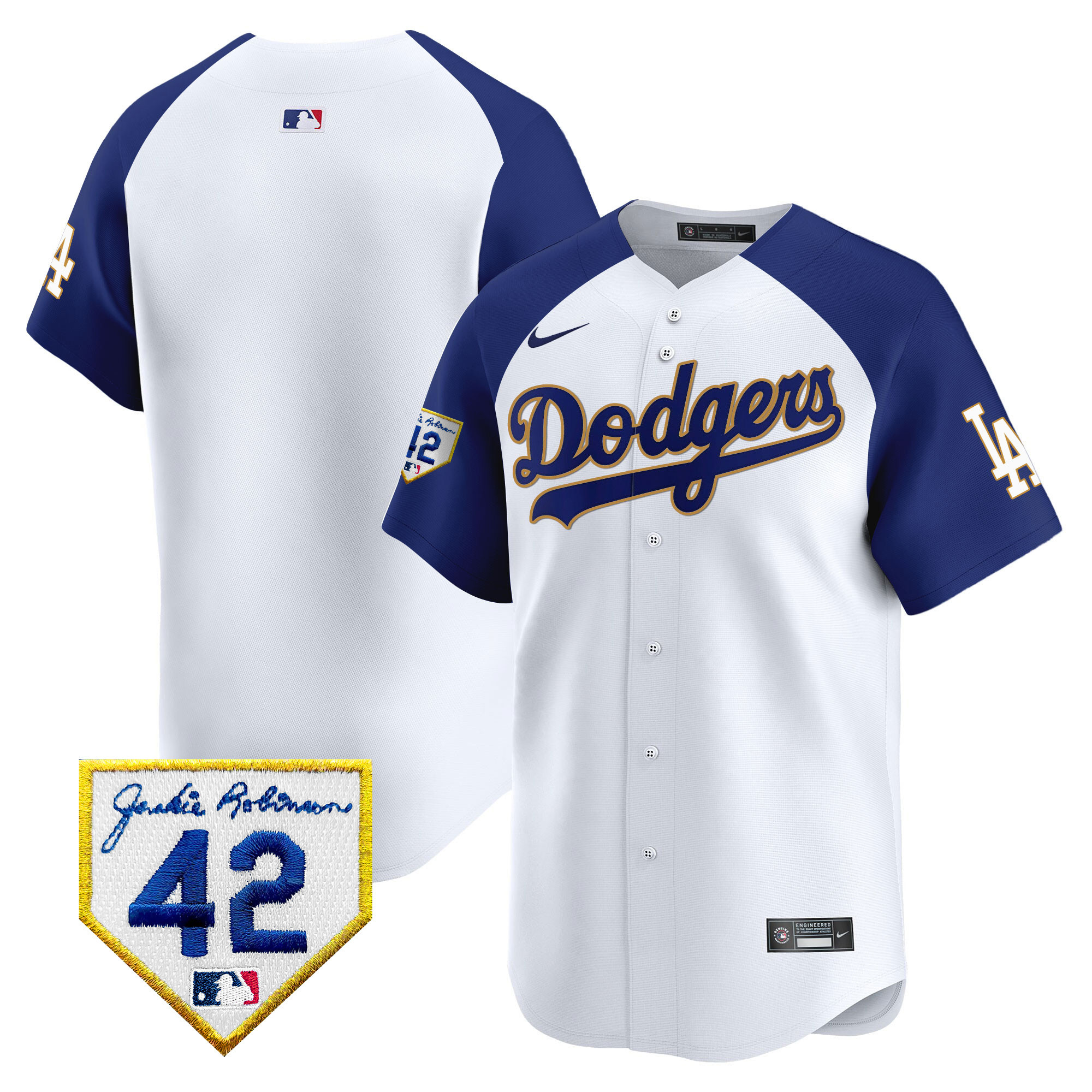 Men's Dodgers 2024 Jackie Robinson Patch Vapor Premier Limited Jersey - All Stitched