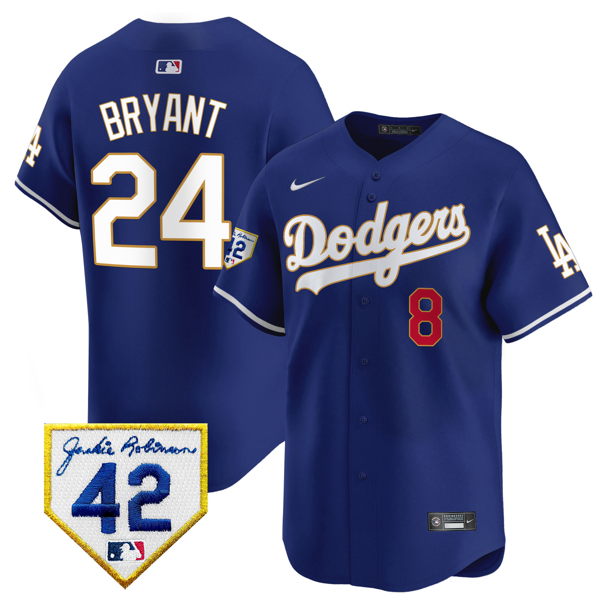 Men's Dodgers 2024 Jackie Robinson Patch Vapor Premier Limited Jersey - All Stitched