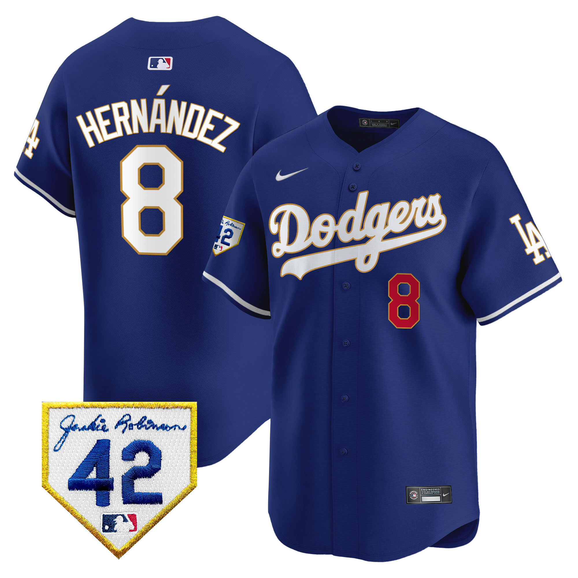 Men's Dodgers 2024 Jackie Robinson Patch Vapor Premier Limited Jersey - All Stitched