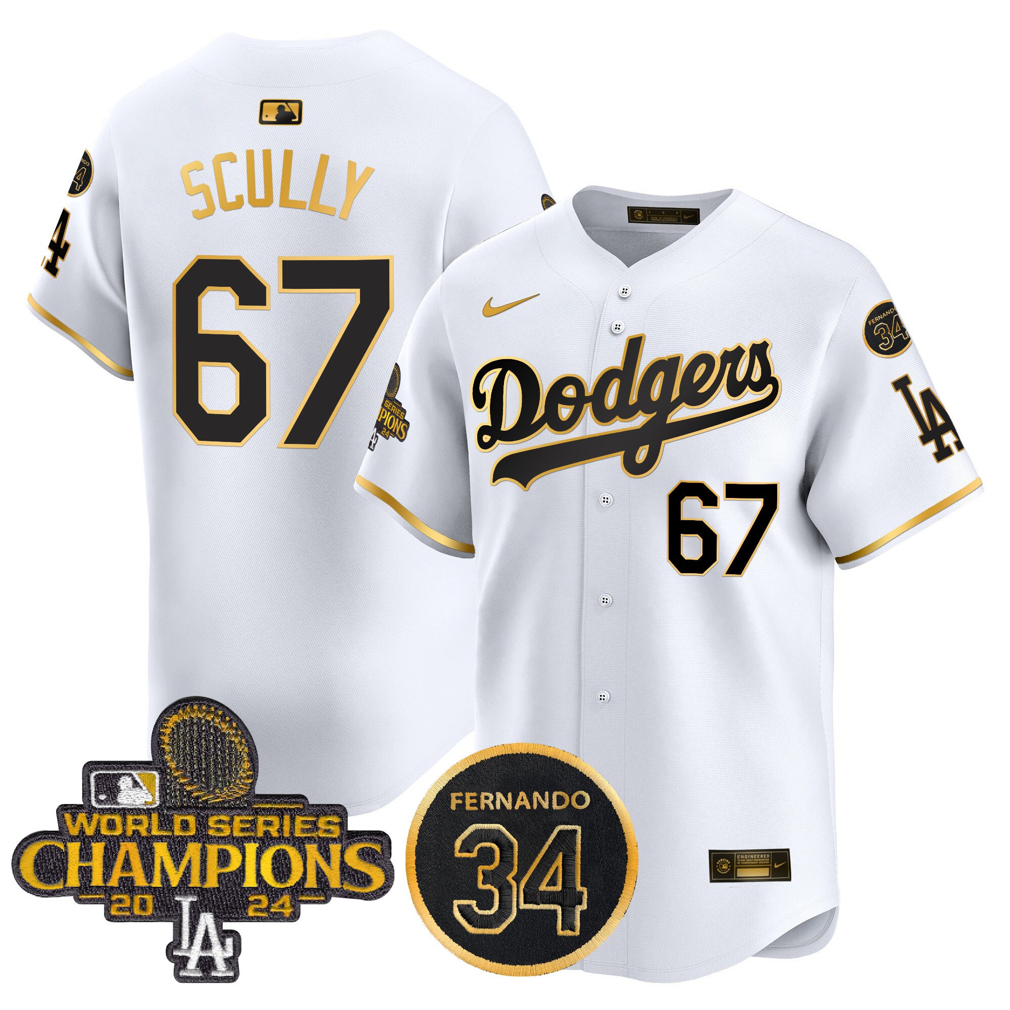 Men's Dodgers 2024 World Series Champions Patch Vapor Premier Limited Jersey V2 - All Stitched