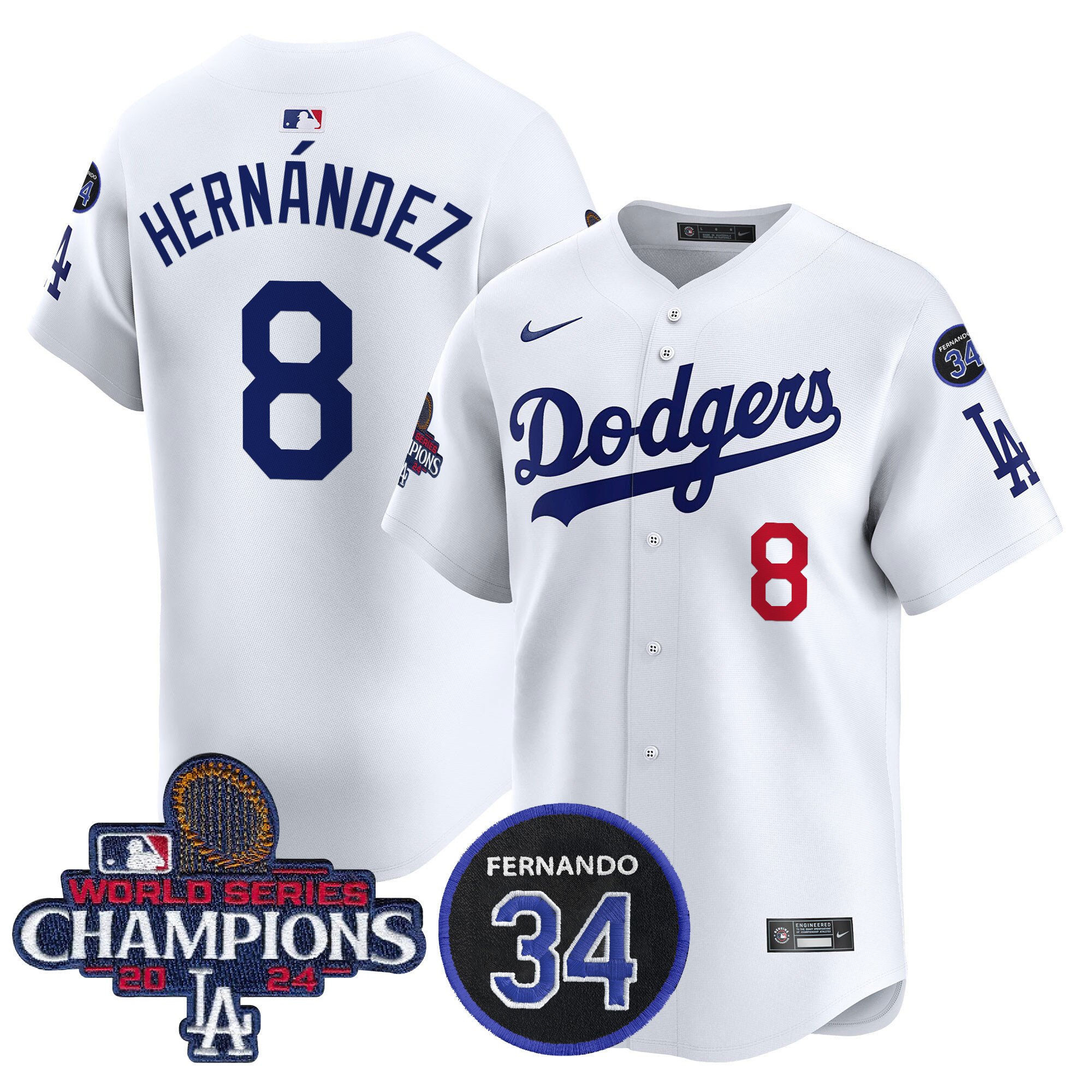 Men's Dodgers 2024 World Series Champions Patch Vapor Premier Limited Jersey V2 - All Stitched