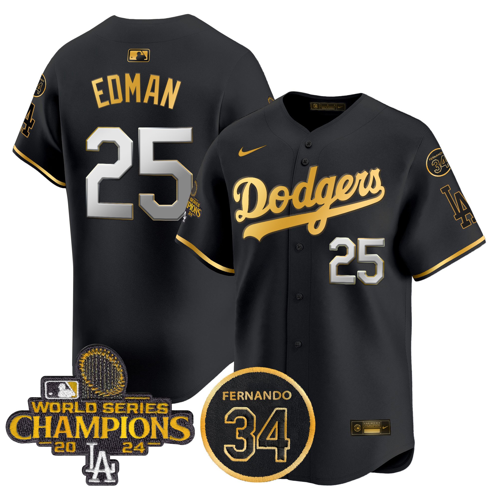 Men's Dodgers 2024 World Series Champions Patch Vapor Premier Limited Jersey V2 - All Stitched