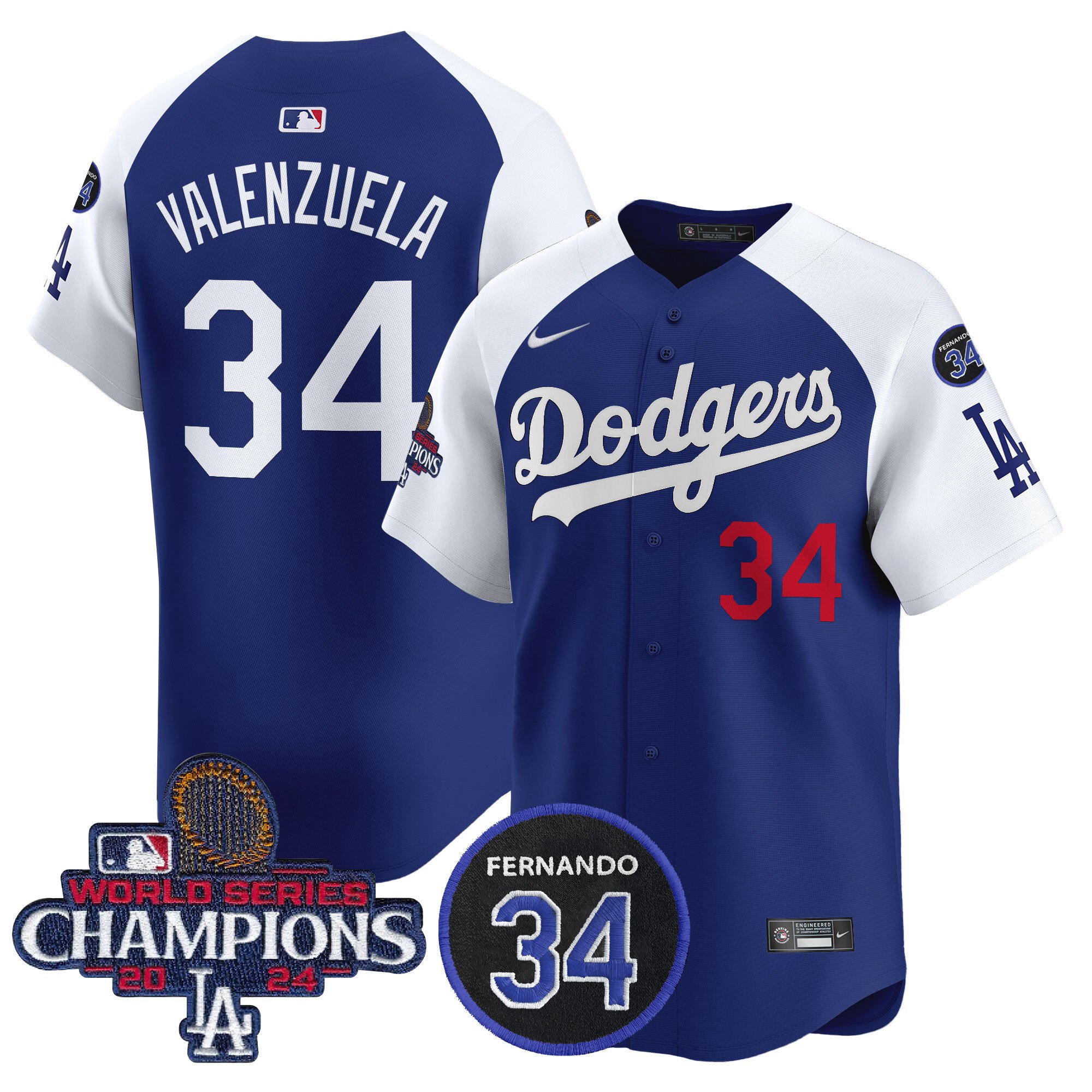 Men's Dodgers 2024 World Series Champions Patch Vapor Premier Limited Jersey V2 - All Stitched