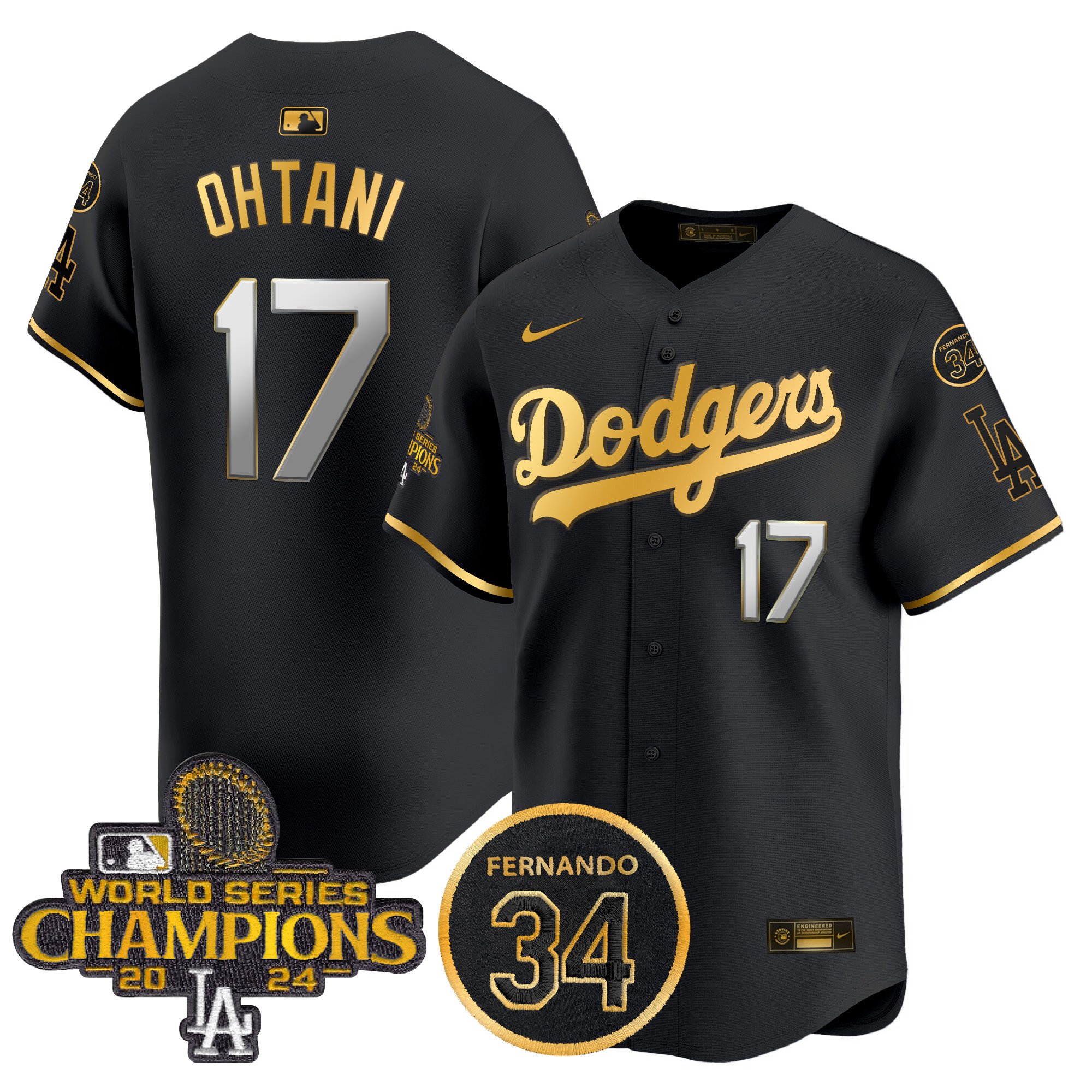 Men's Dodgers 2024 World Series Champions Patch Vapor Premier Limited Jersey V2 - All Stitched